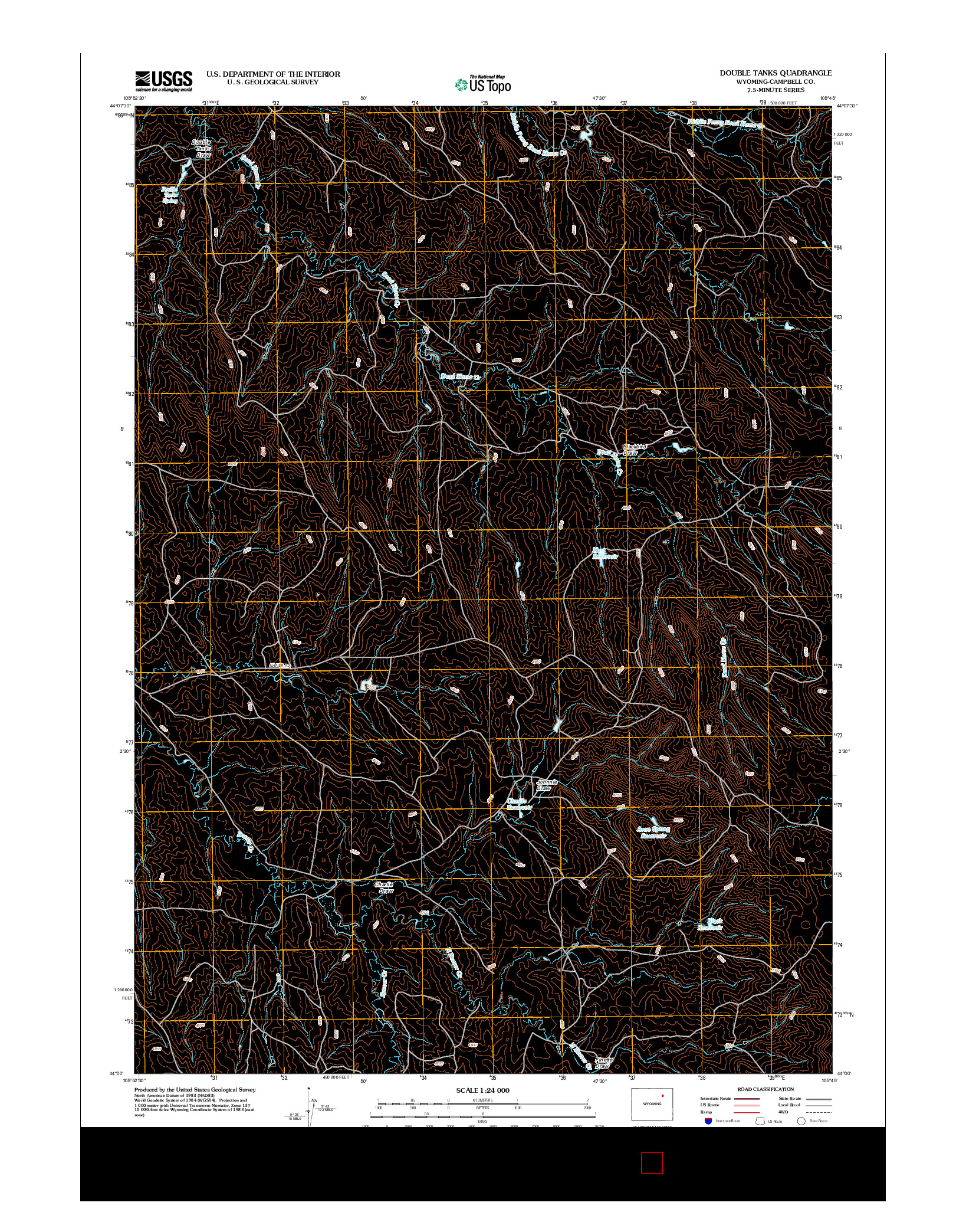 USGS US TOPO 7.5-MINUTE MAP FOR DOUBLE TANKS, WY 2012