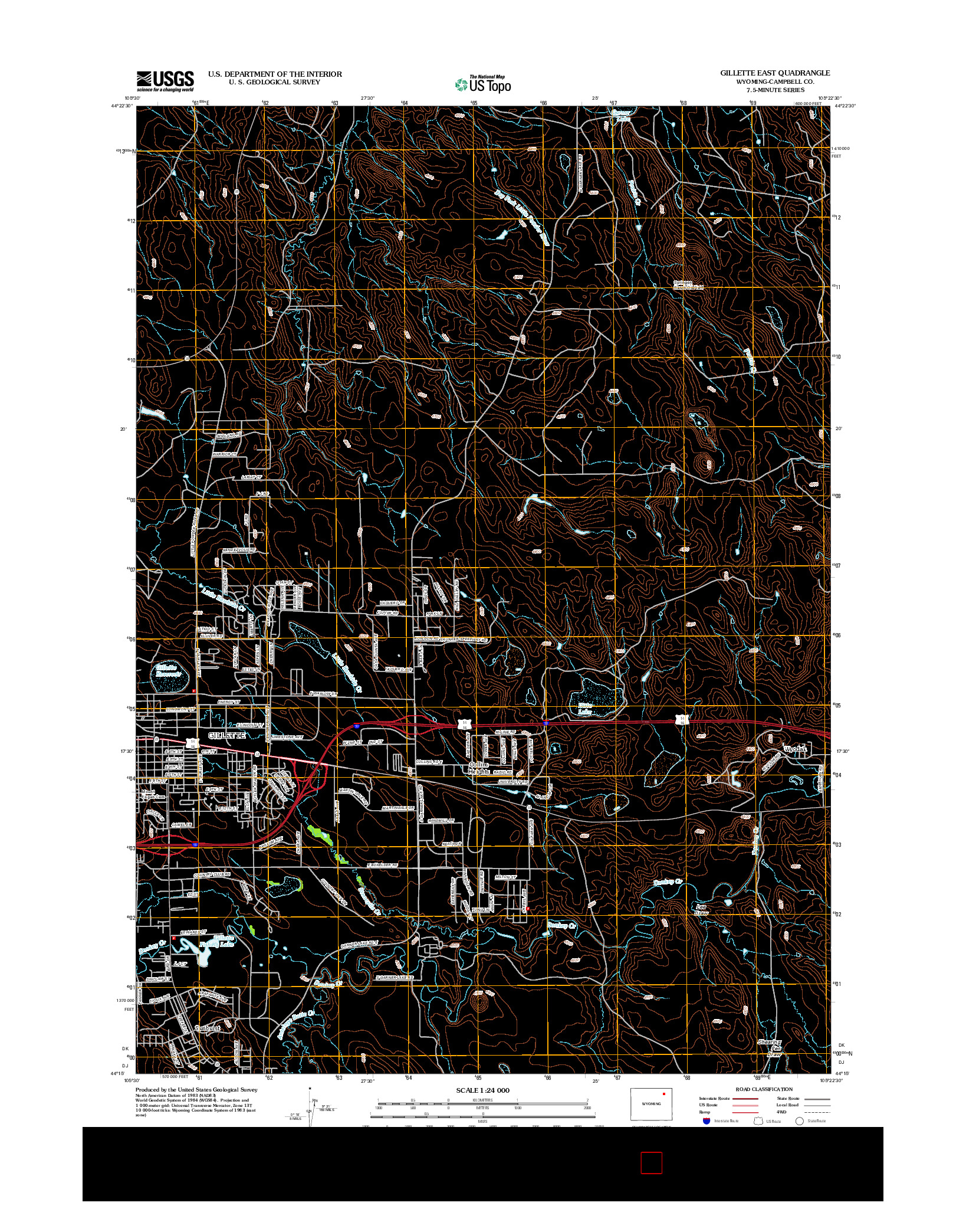 USGS US TOPO 7.5-MINUTE MAP FOR GILLETTE EAST, WY 2012