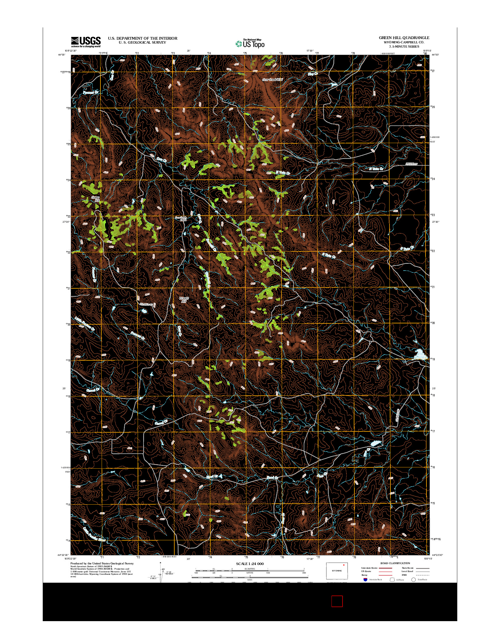 USGS US TOPO 7.5-MINUTE MAP FOR GREEN HILL, WY 2012
