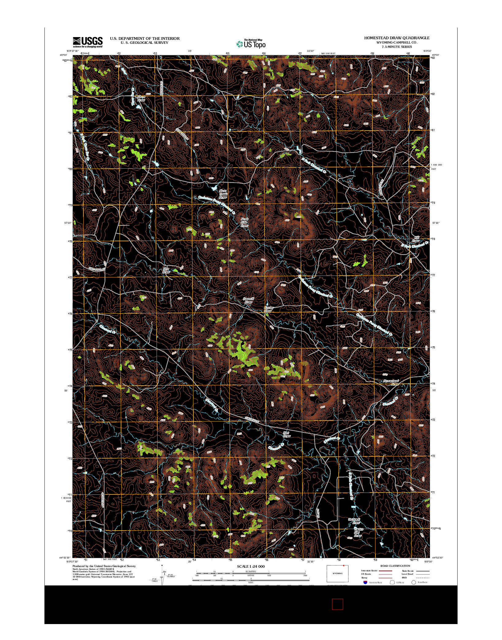 USGS US TOPO 7.5-MINUTE MAP FOR HOMESTEAD DRAW, WY 2012