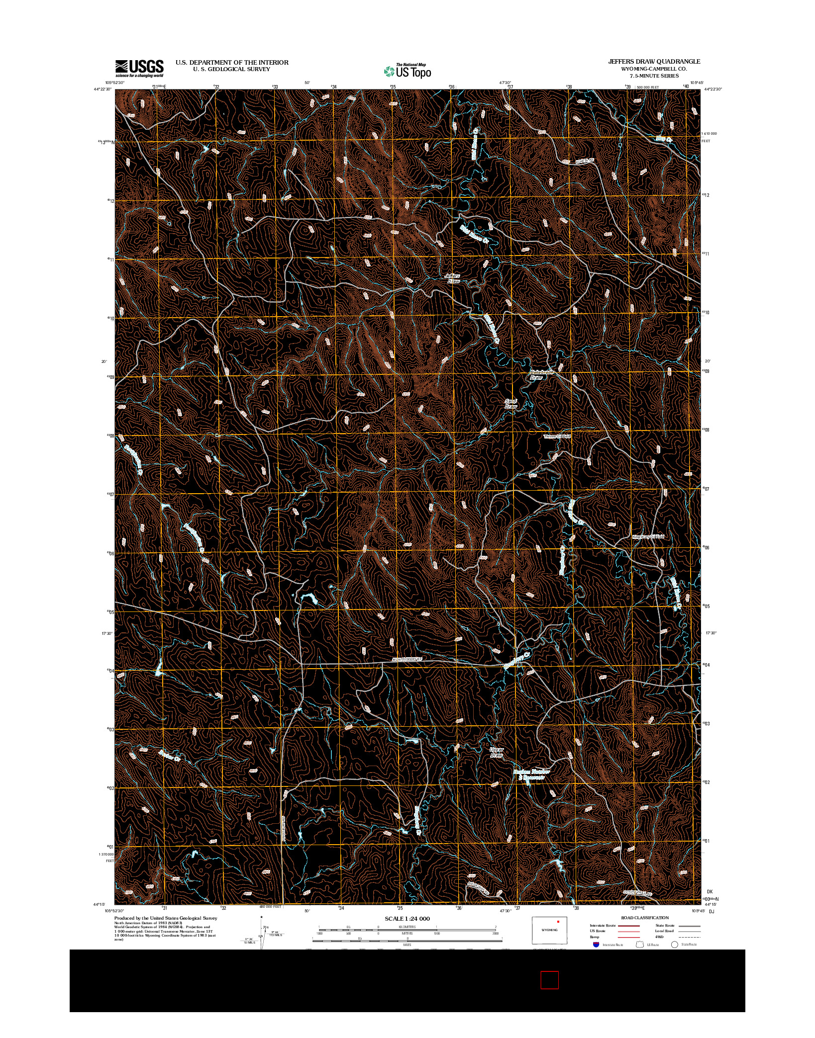 USGS US TOPO 7.5-MINUTE MAP FOR JEFFERS DRAW, WY 2012