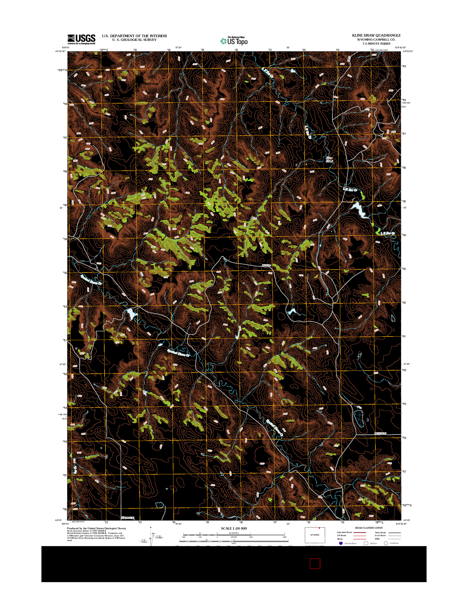 USGS US TOPO 7.5-MINUTE MAP FOR KLINE DRAW, WY 2012