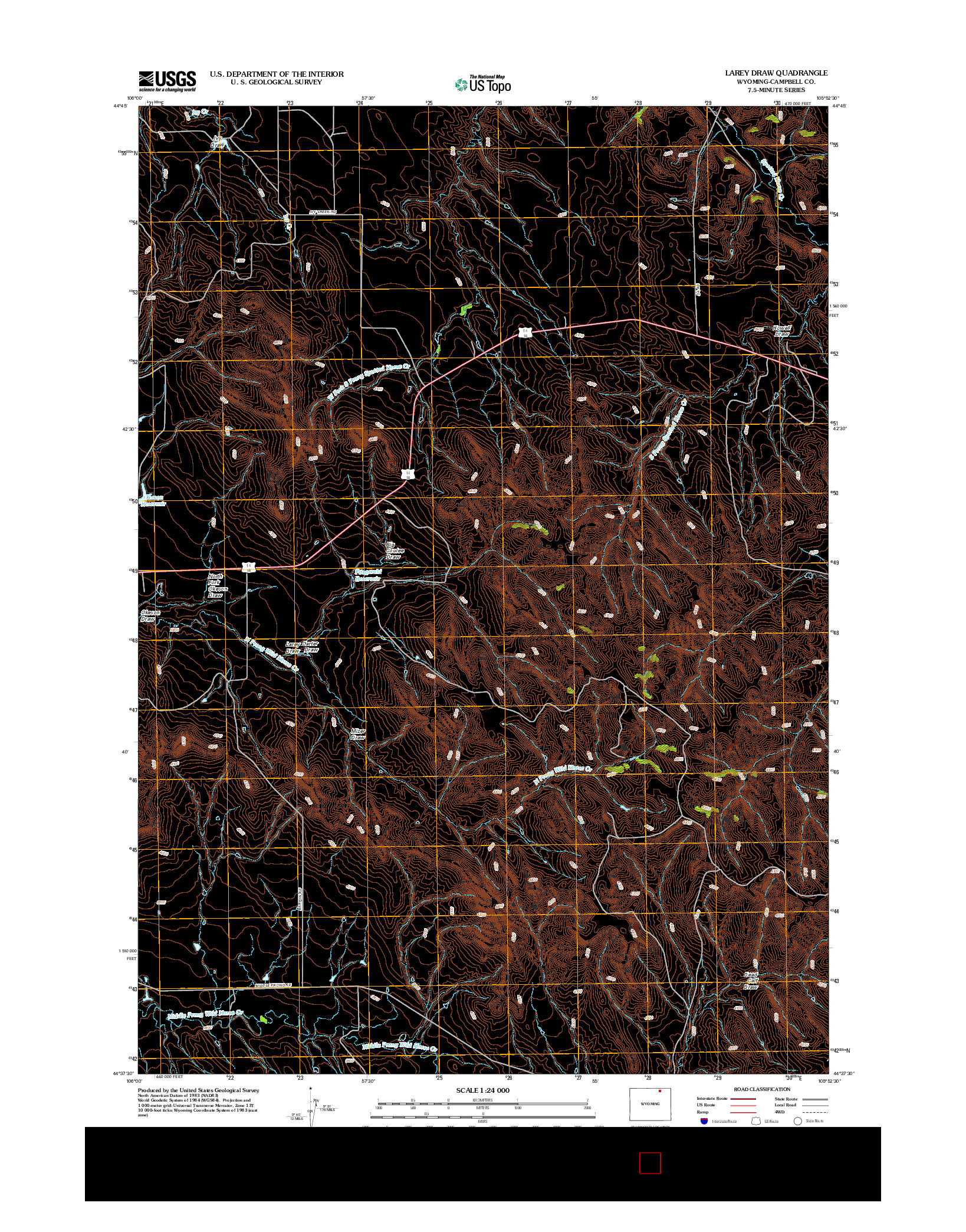 USGS US TOPO 7.5-MINUTE MAP FOR LAREY DRAW, WY 2012