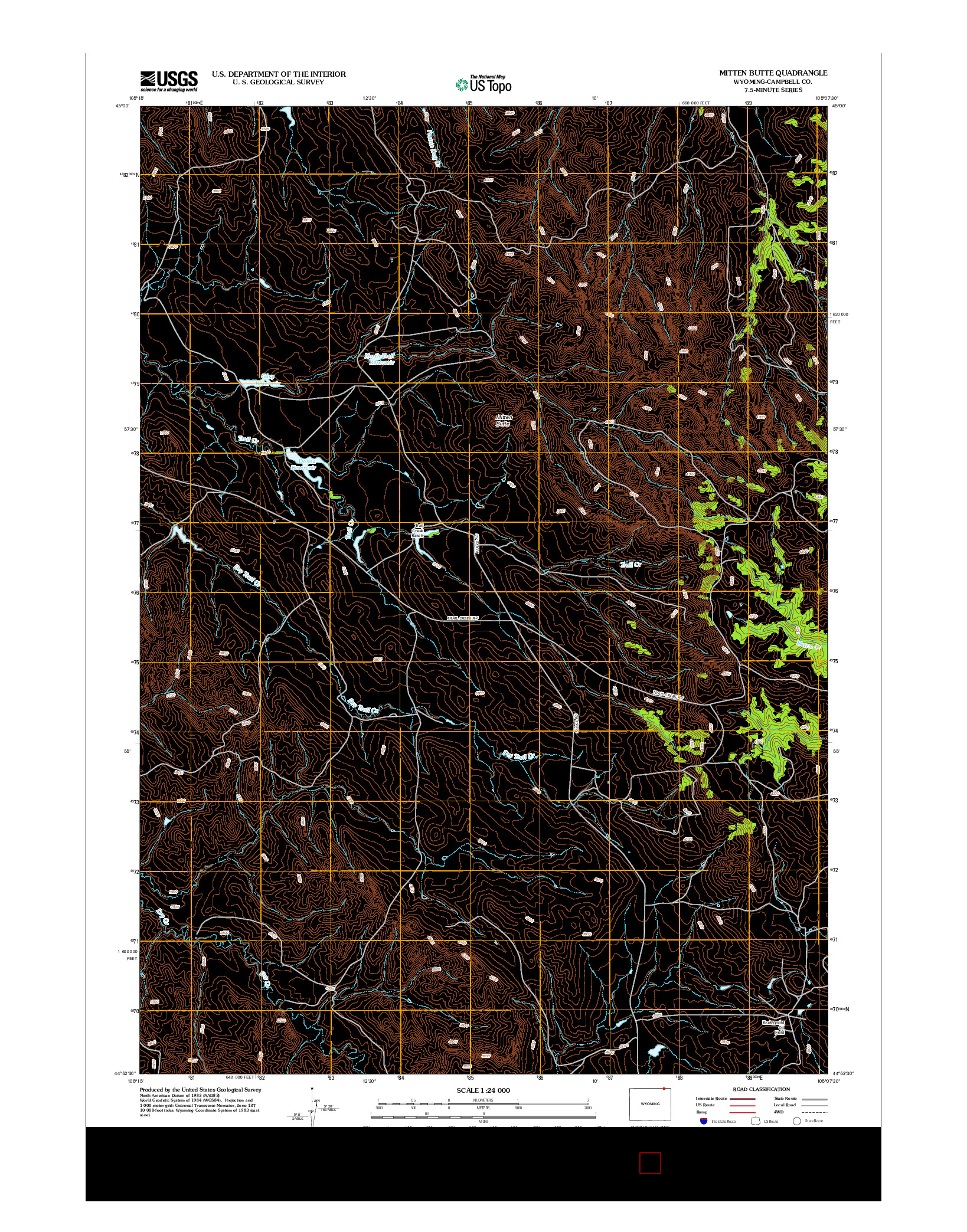 USGS US TOPO 7.5-MINUTE MAP FOR MITTEN BUTTE, WY 2012