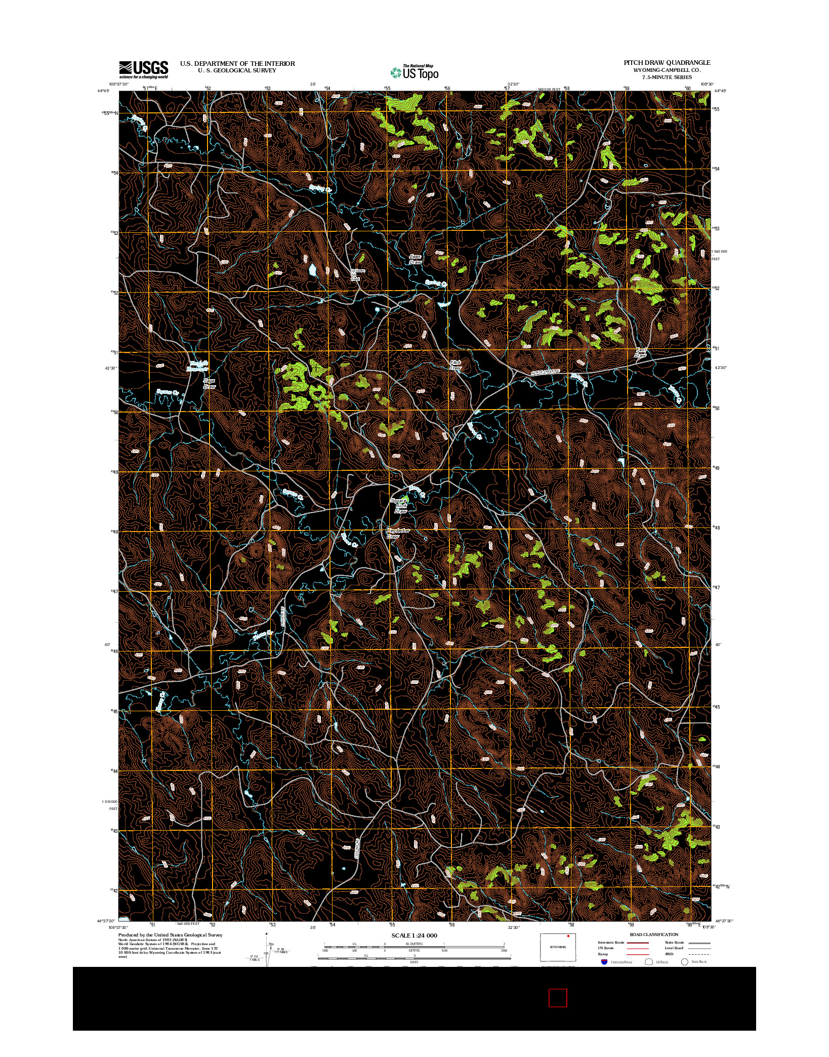 USGS US TOPO 7.5-MINUTE MAP FOR PITCH DRAW, WY 2012