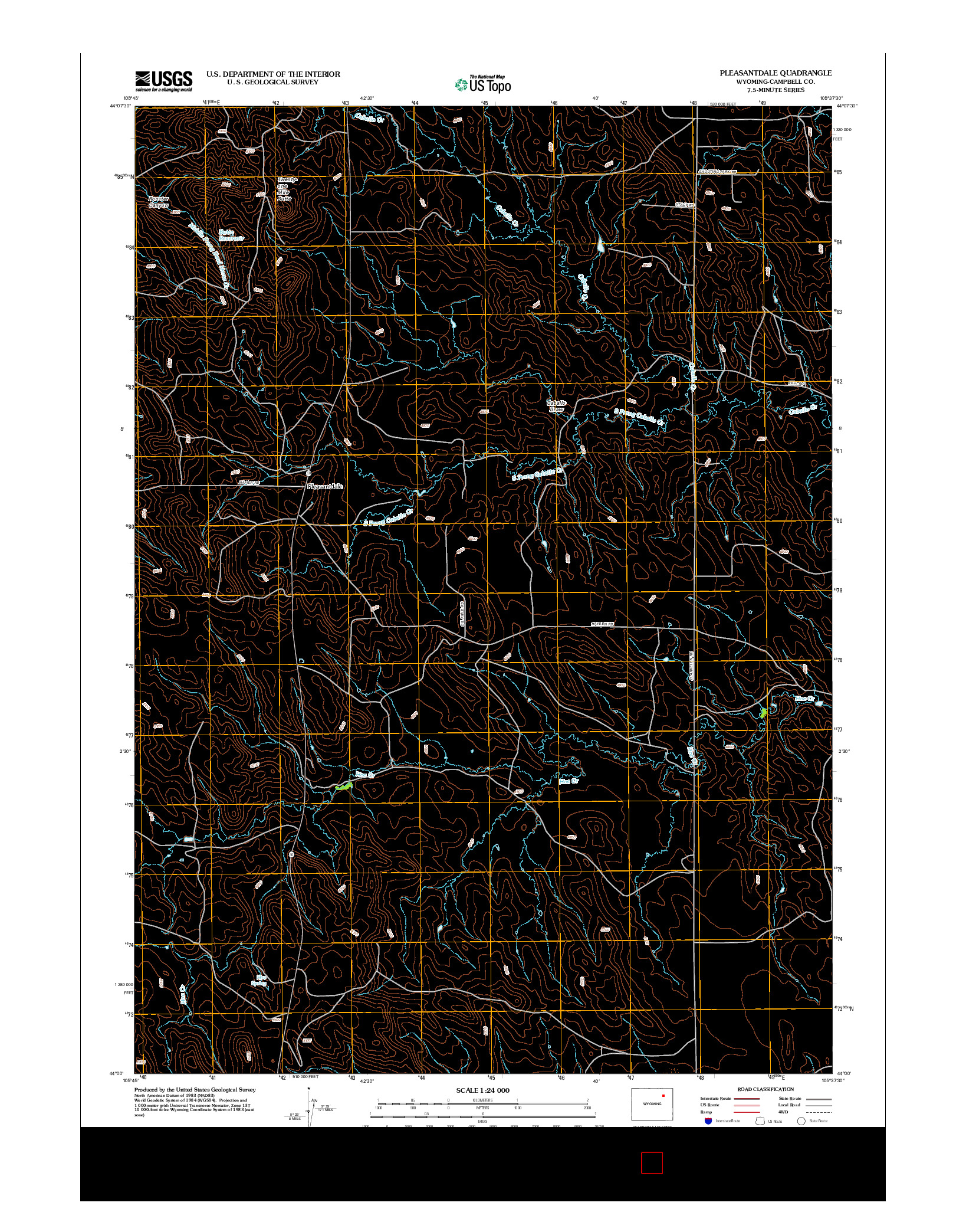 USGS US TOPO 7.5-MINUTE MAP FOR PLEASANTDALE, WY 2012
