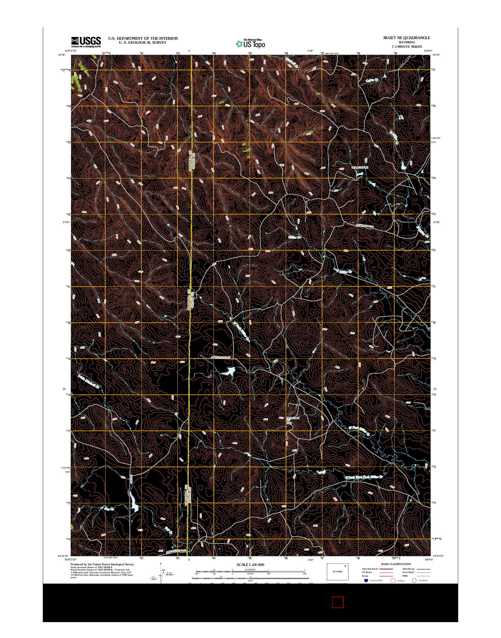 USGS US TOPO 7.5-MINUTE MAP FOR ROZET NE, WY 2012