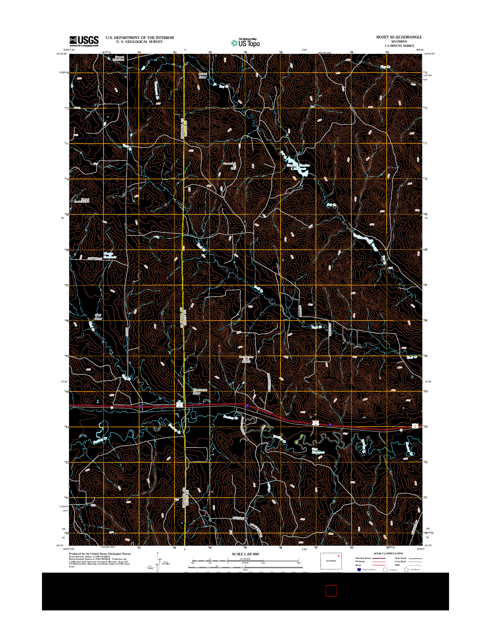 USGS US TOPO 7.5-MINUTE MAP FOR ROZET SE, WY 2012