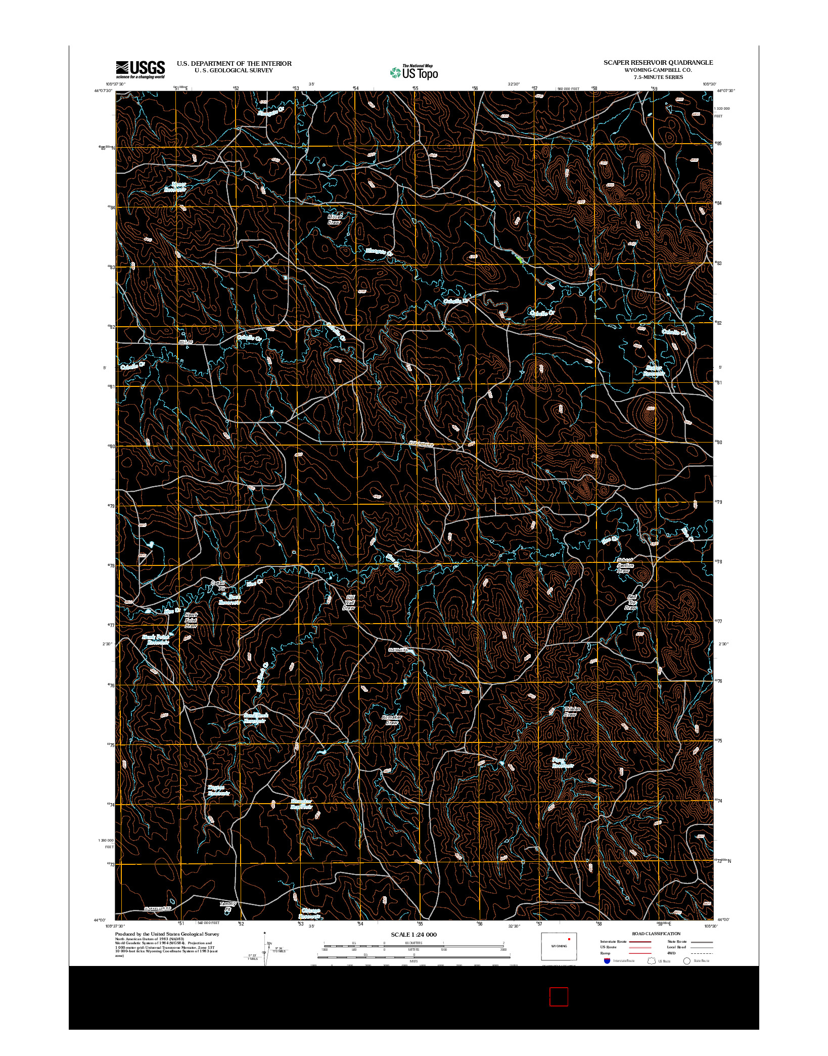 USGS US TOPO 7.5-MINUTE MAP FOR SCAPER RESERVOIR, WY 2012