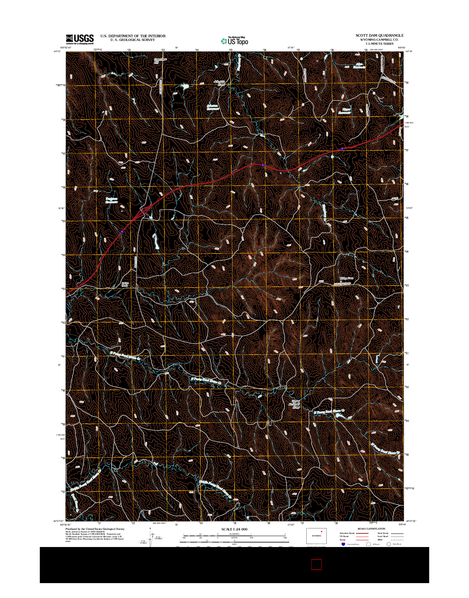 USGS US TOPO 7.5-MINUTE MAP FOR SCOTT DAM, WY 2012