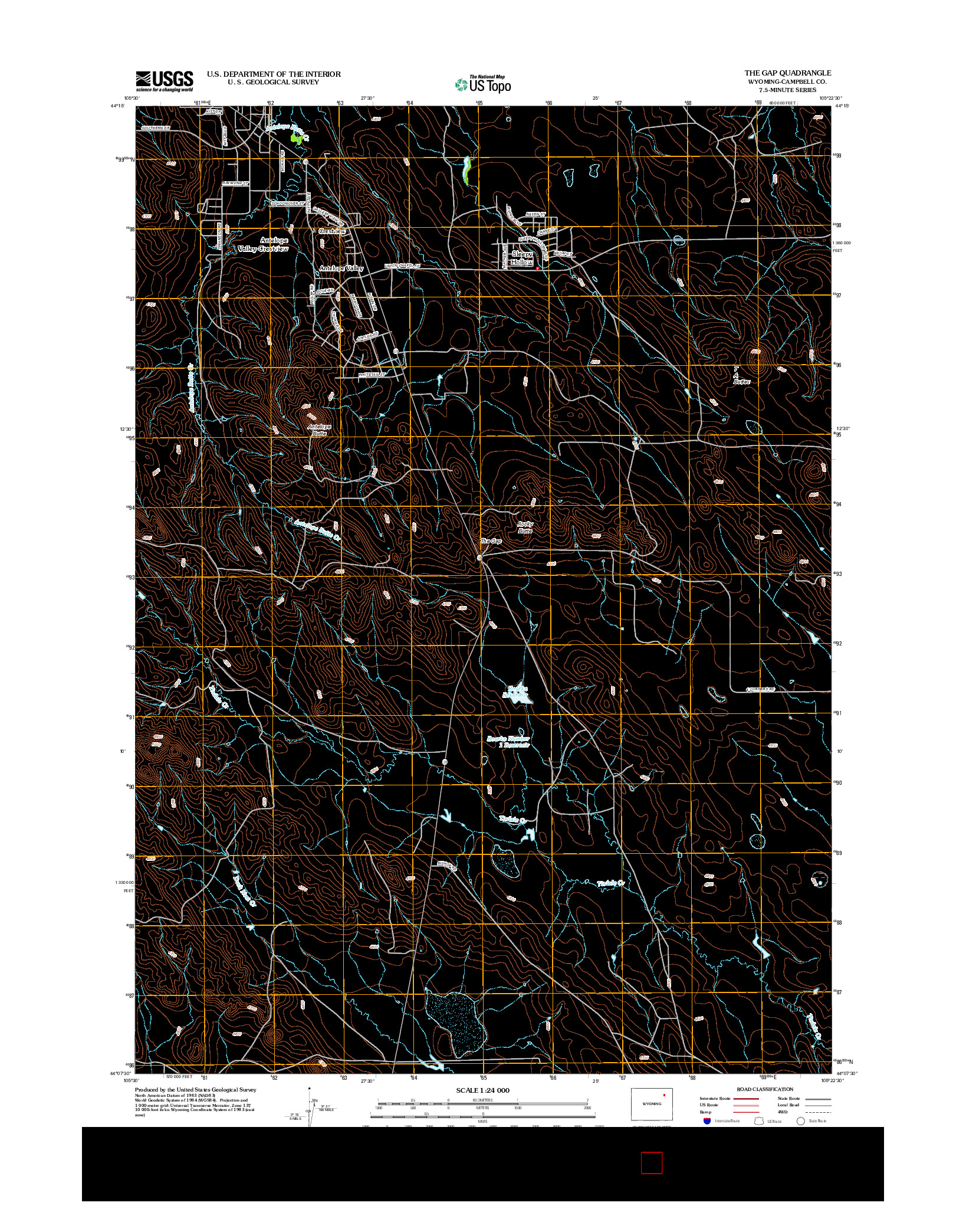 USGS US TOPO 7.5-MINUTE MAP FOR THE GAP, WY 2012