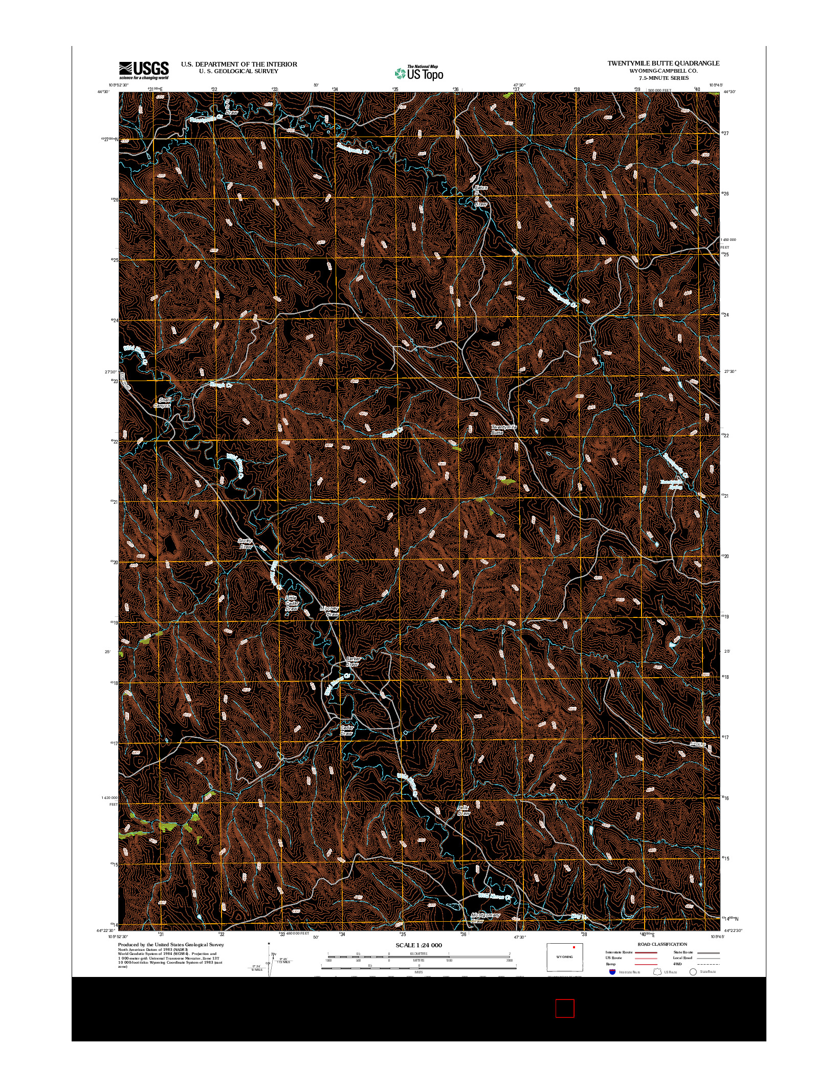 USGS US TOPO 7.5-MINUTE MAP FOR TWENTYMILE BUTTE, WY 2012