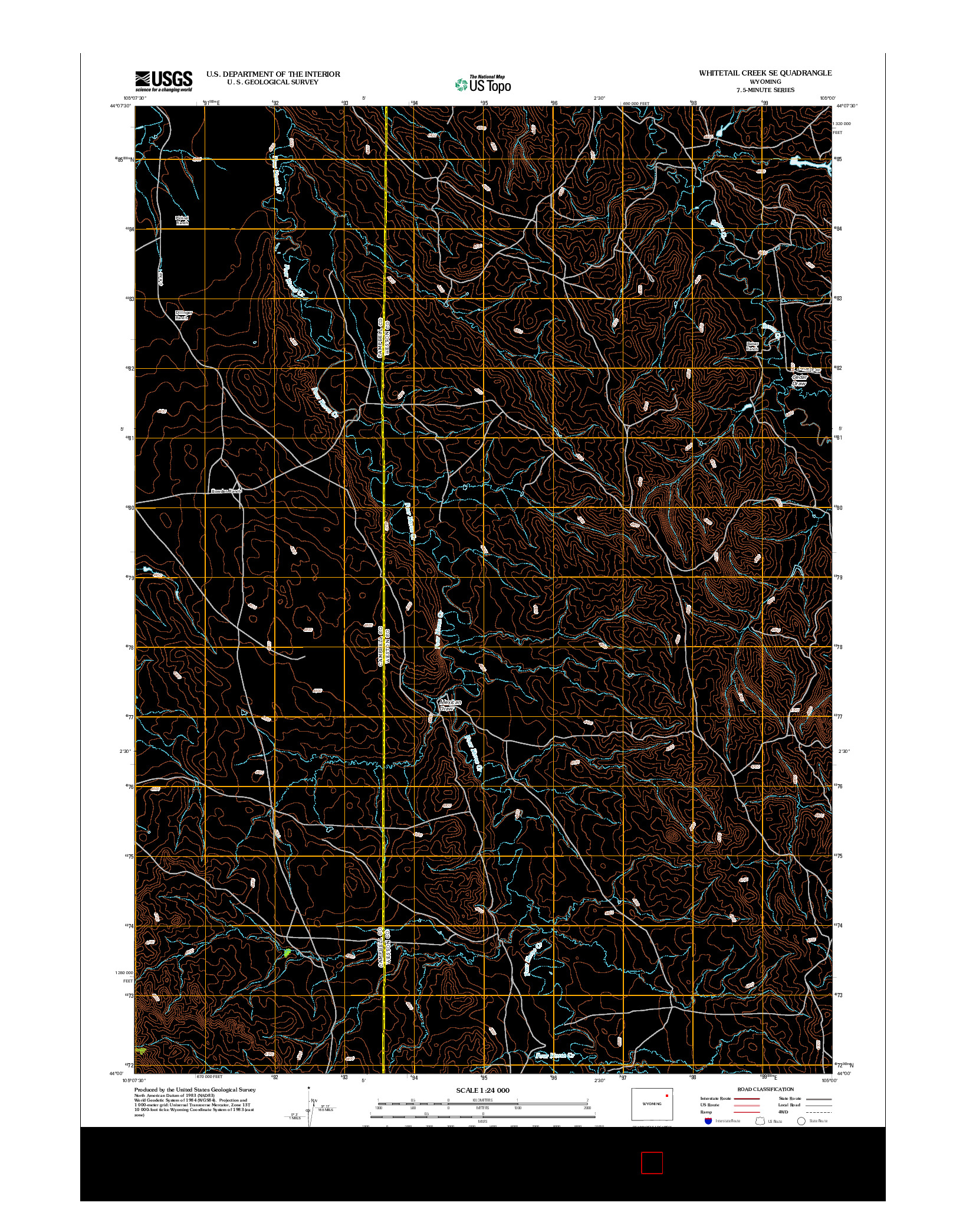 USGS US TOPO 7.5-MINUTE MAP FOR WHITETAIL CREEK SE, WY 2012
