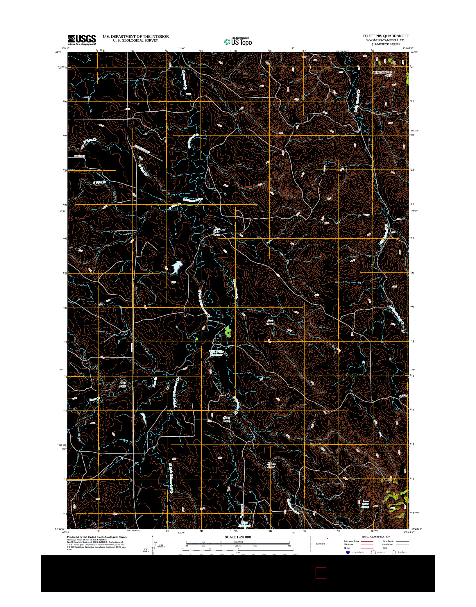 USGS US TOPO 7.5-MINUTE MAP FOR ROZET NW, WY 2012