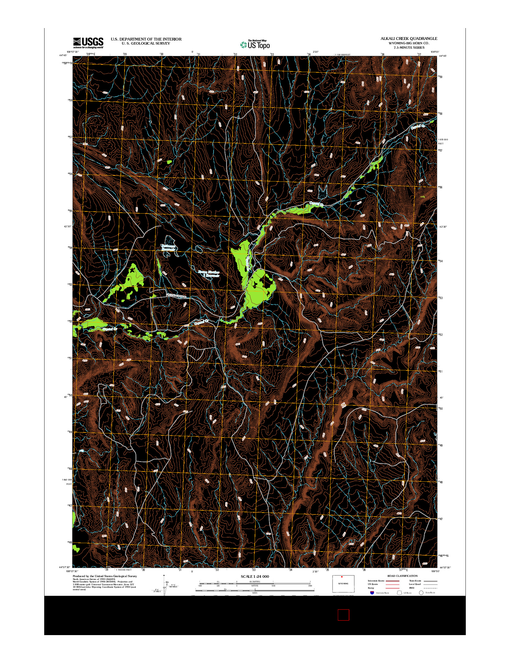 USGS US TOPO 7.5-MINUTE MAP FOR ALKALI CREEK, WY 2012
