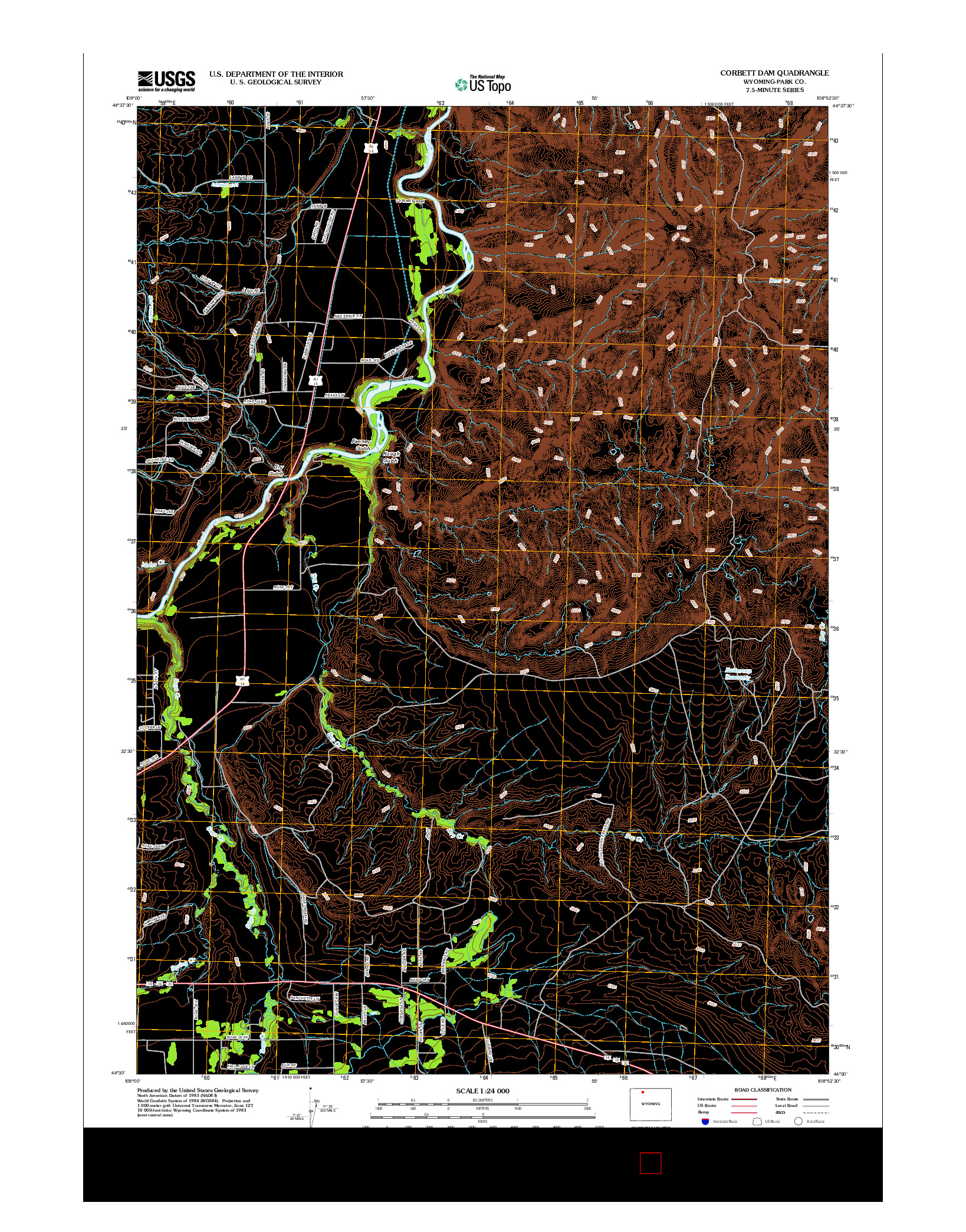 USGS US TOPO 7.5-MINUTE MAP FOR CORBETT DAM, WY 2012