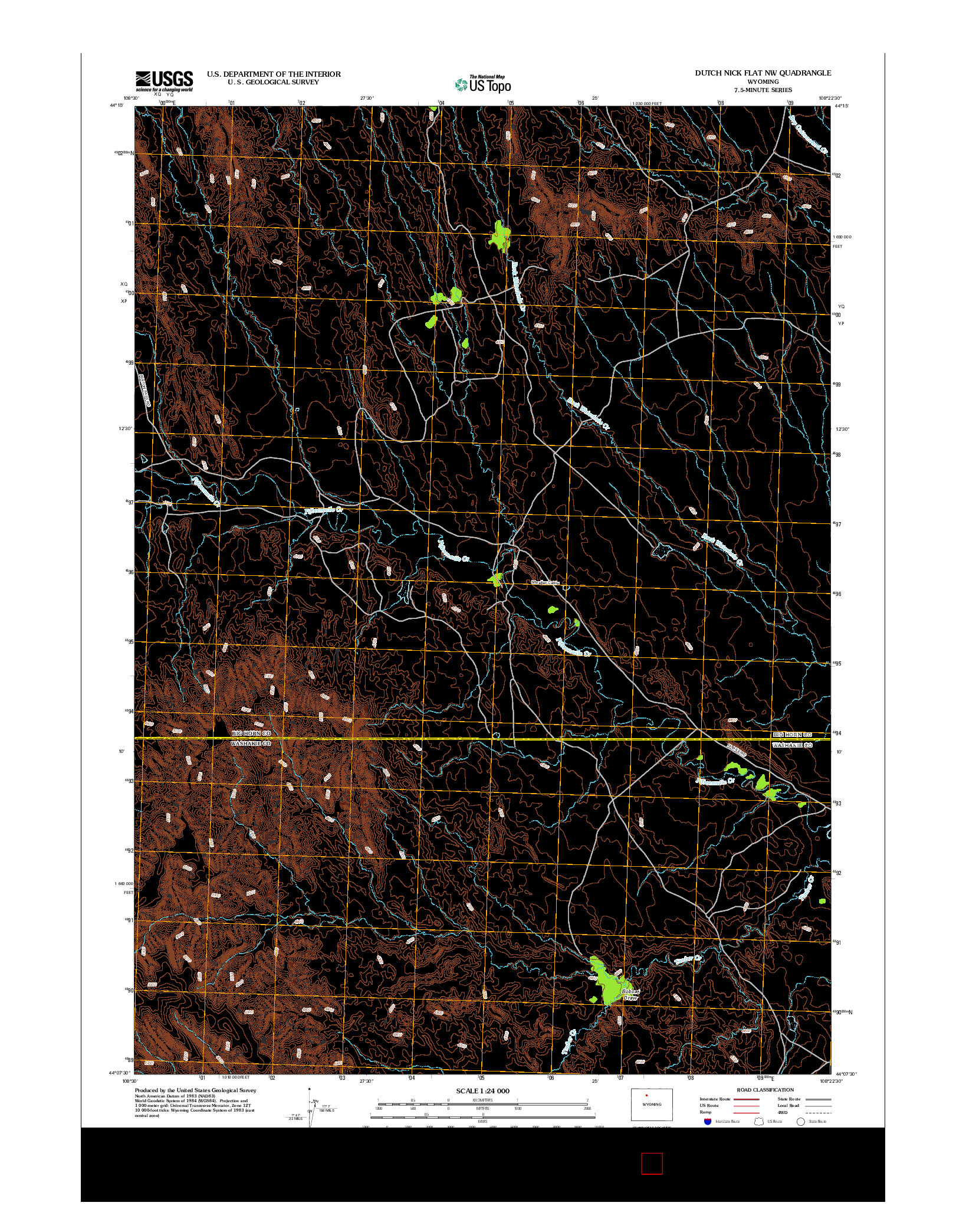 USGS US TOPO 7.5-MINUTE MAP FOR DUTCH NICK FLAT NW, WY 2012