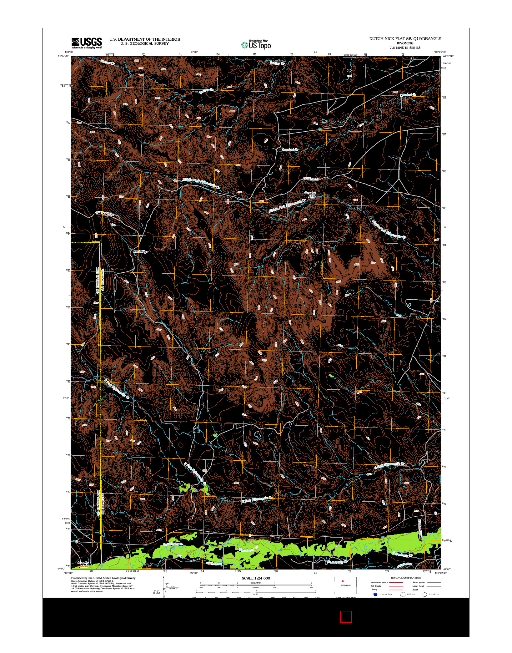 USGS US TOPO 7.5-MINUTE MAP FOR DUTCH NICK FLAT SW, WY 2012