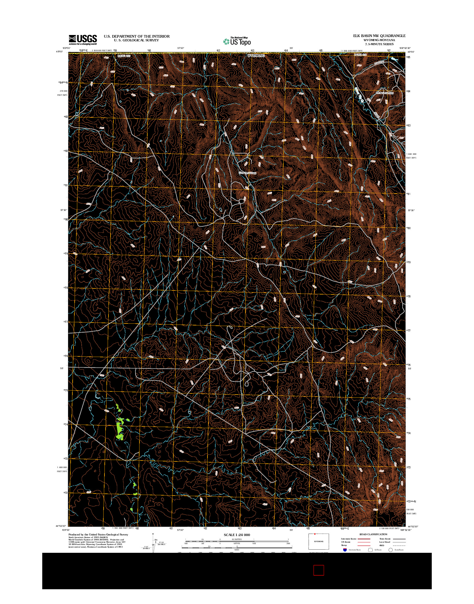 USGS US TOPO 7.5-MINUTE MAP FOR ELK BASIN NW, WY-MT 2012