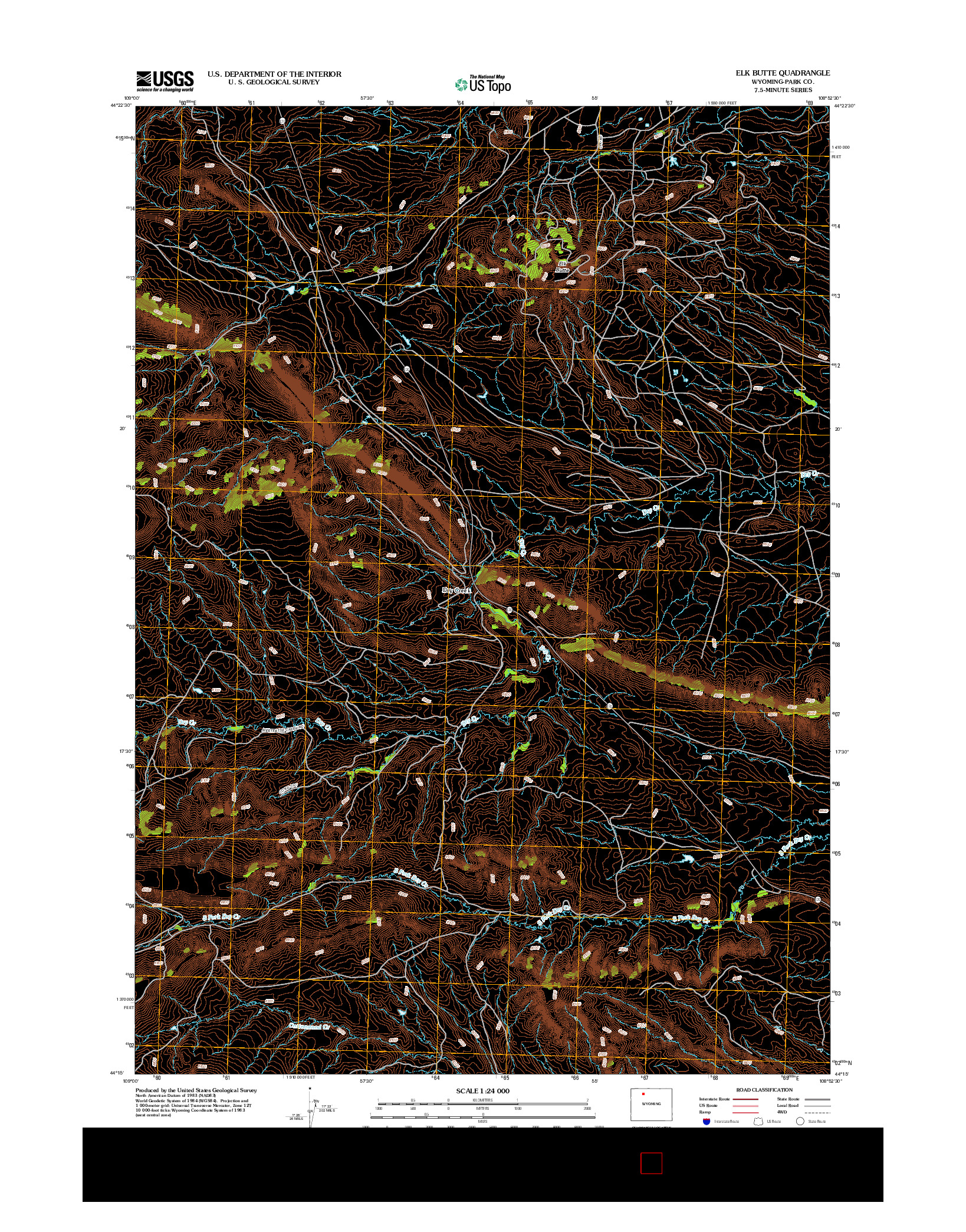 USGS US TOPO 7.5-MINUTE MAP FOR ELK BUTTE, WY 2012