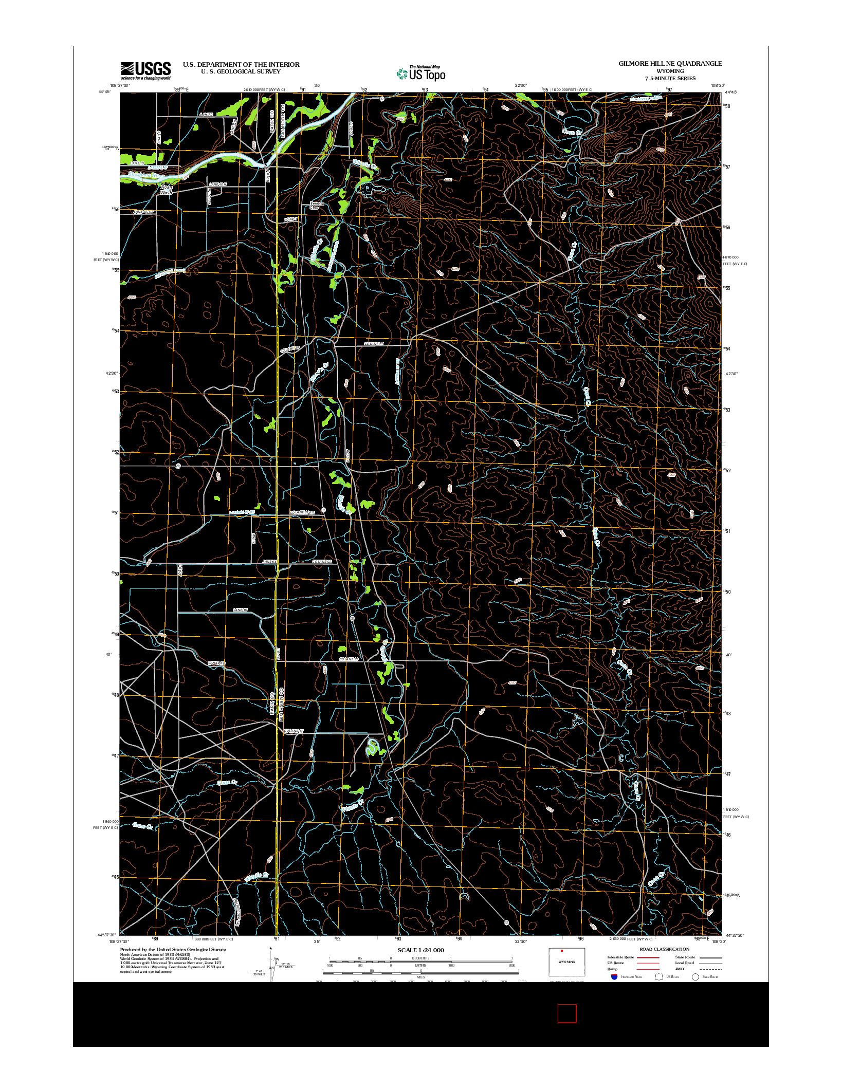 USGS US TOPO 7.5-MINUTE MAP FOR GILMORE HILL NE, WY 2012