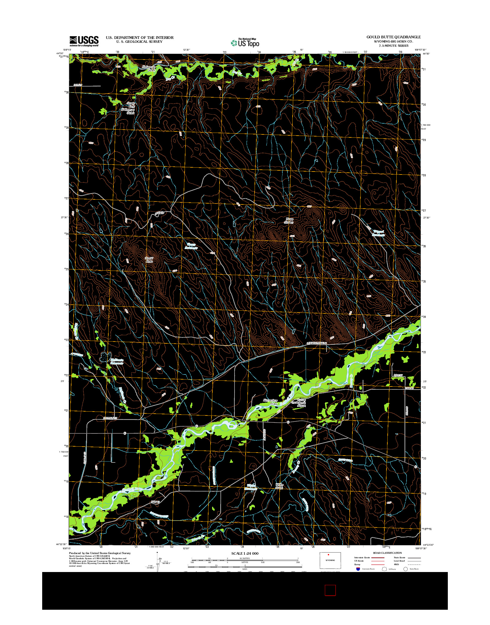 USGS US TOPO 7.5-MINUTE MAP FOR GOULD BUTTE, WY 2012