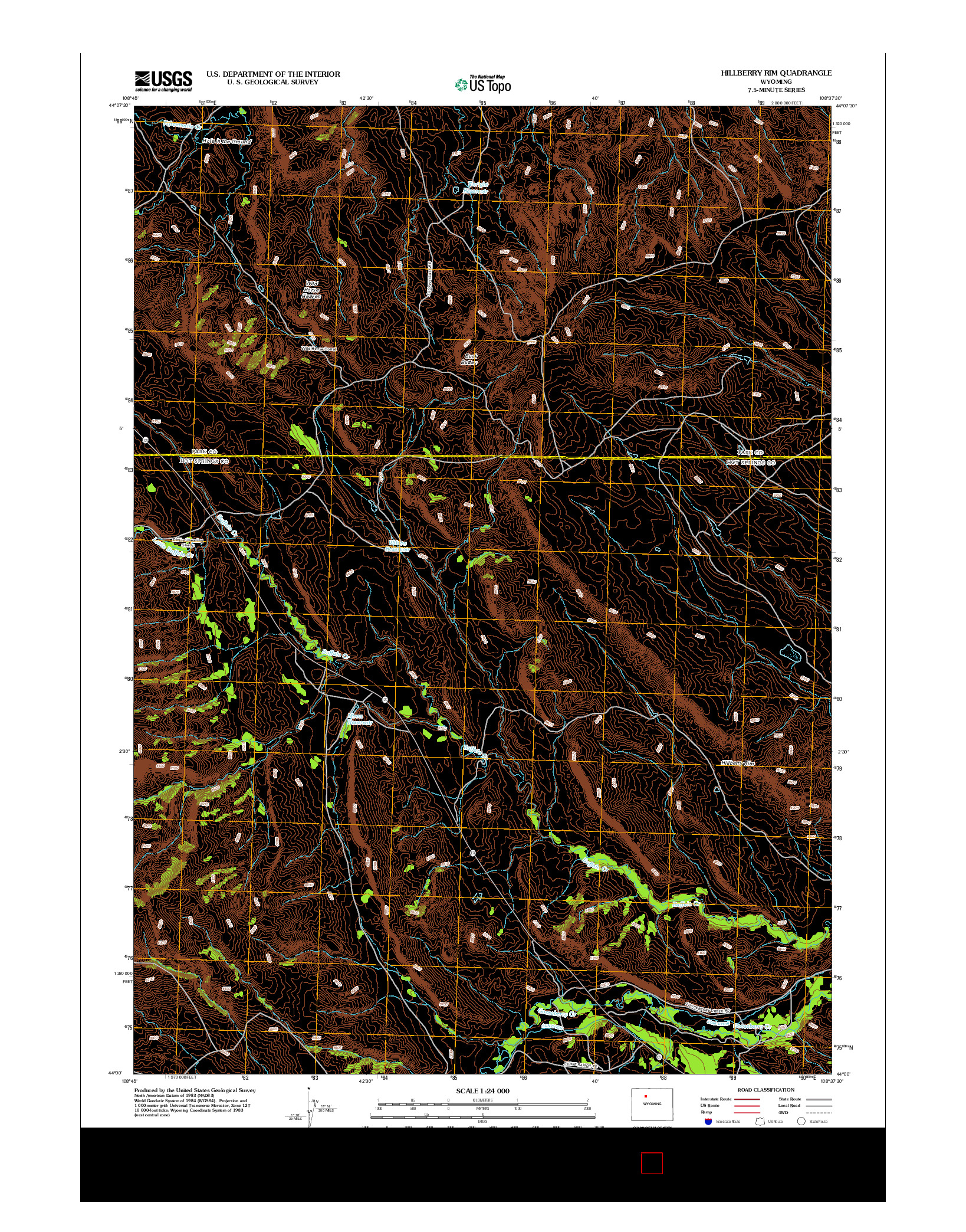 USGS US TOPO 7.5-MINUTE MAP FOR HILLBERRY RIM, WY 2012