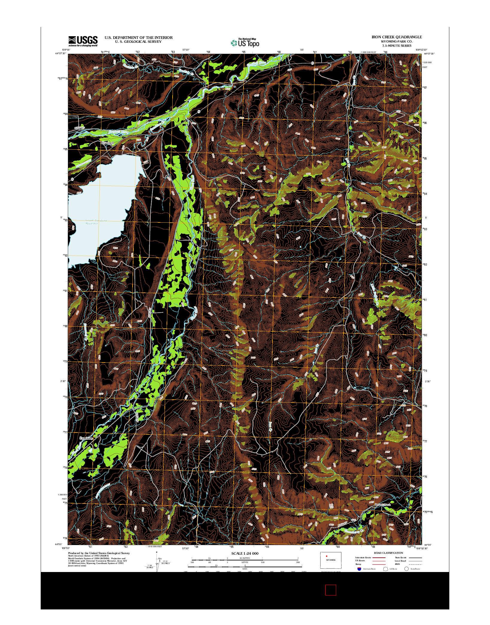 USGS US TOPO 7.5-MINUTE MAP FOR IRON CREEK, WY 2012