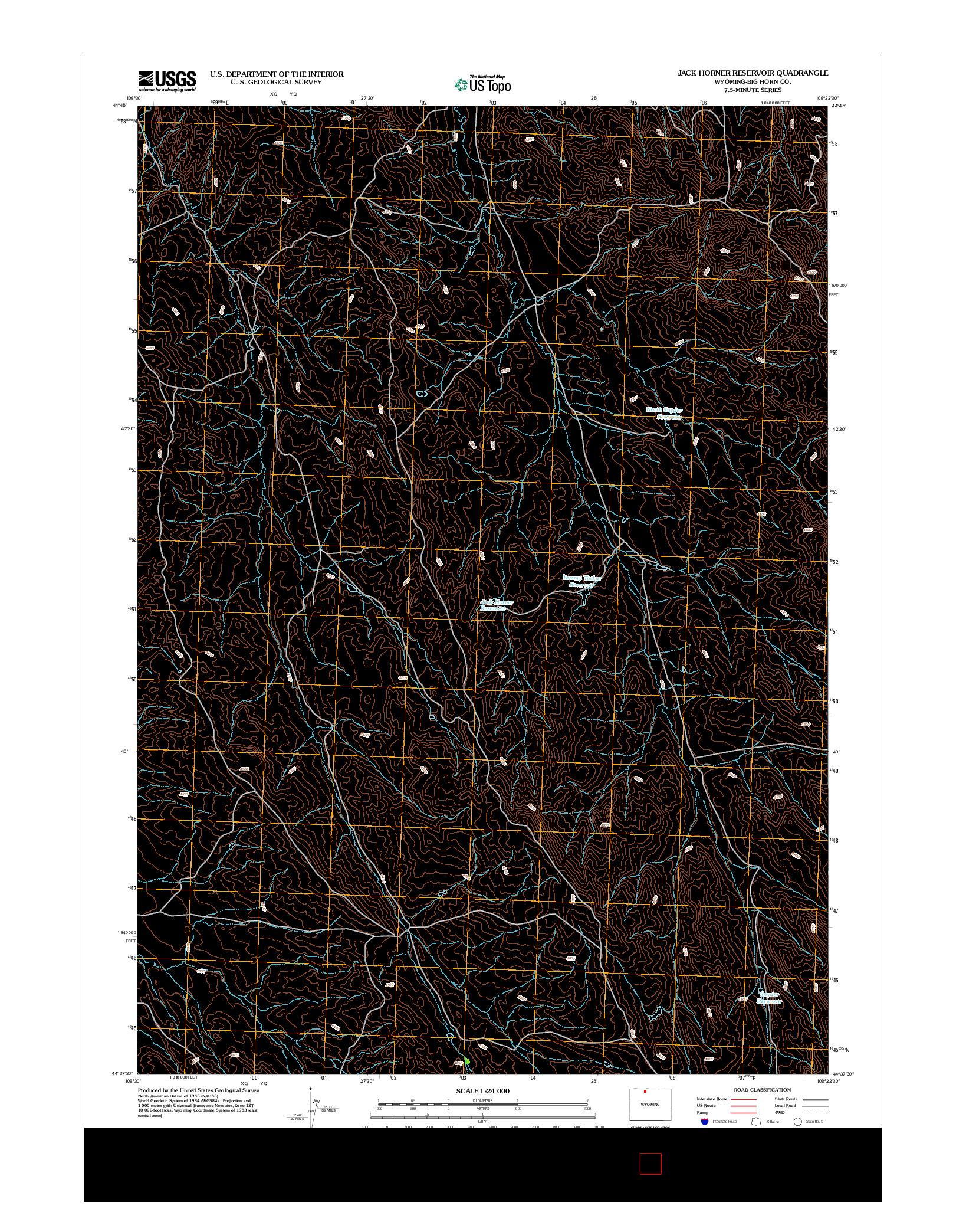 USGS US TOPO 7.5-MINUTE MAP FOR JACK HORNER RESERVOIR, WY 2012