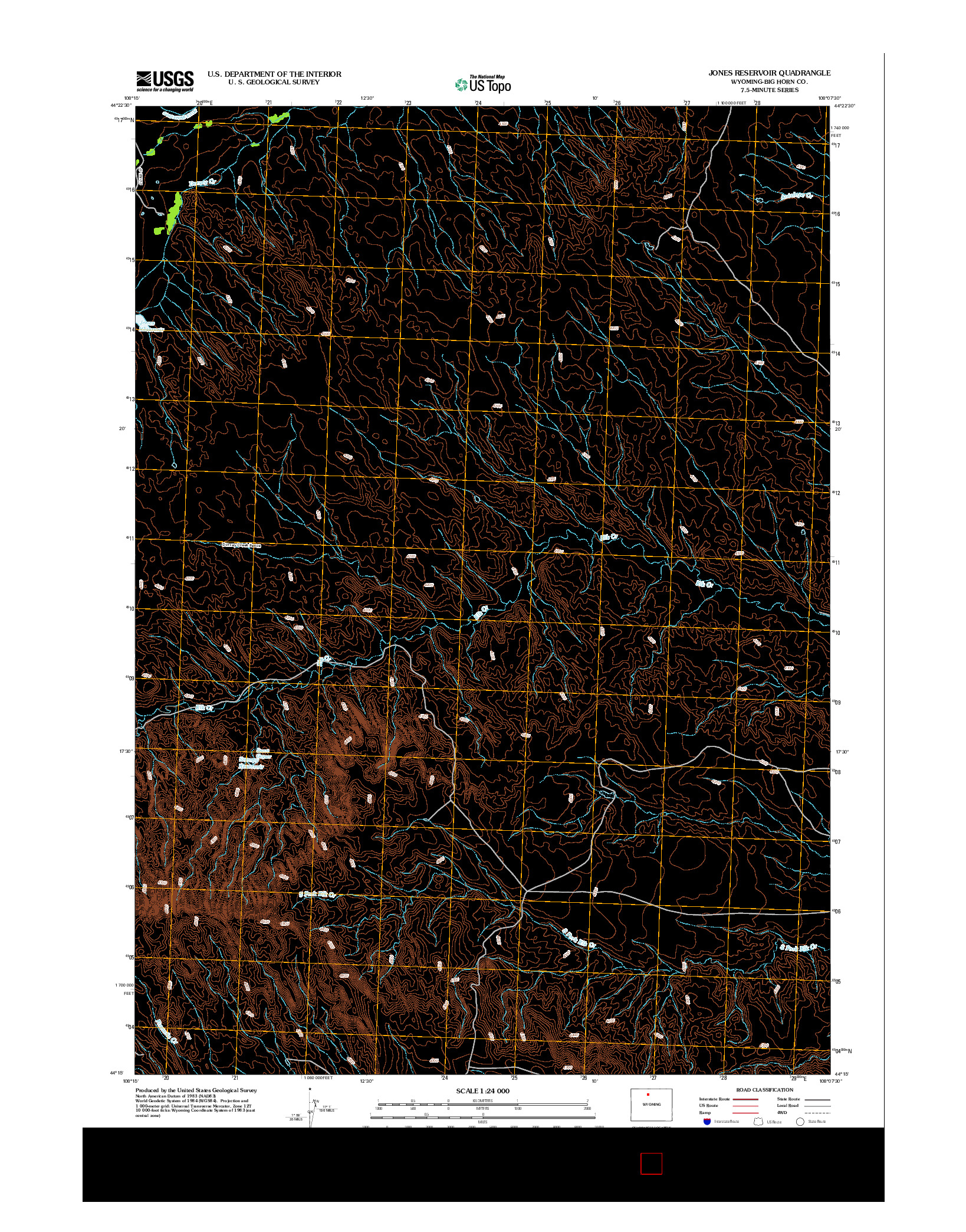 USGS US TOPO 7.5-MINUTE MAP FOR JONES RESERVOIR, WY 2012