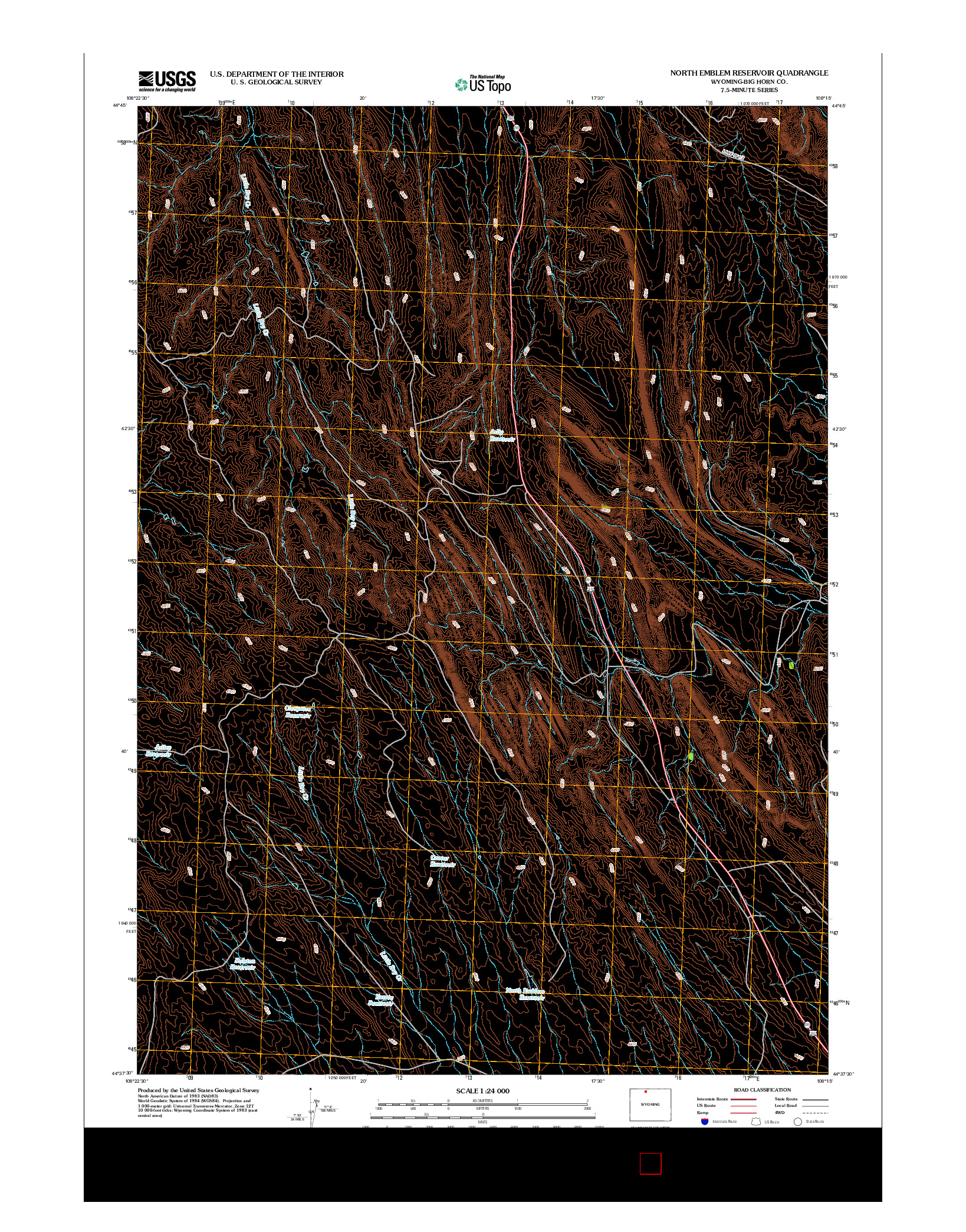 USGS US TOPO 7.5-MINUTE MAP FOR NORTH EMBLEM RESERVOIR, WY 2012
