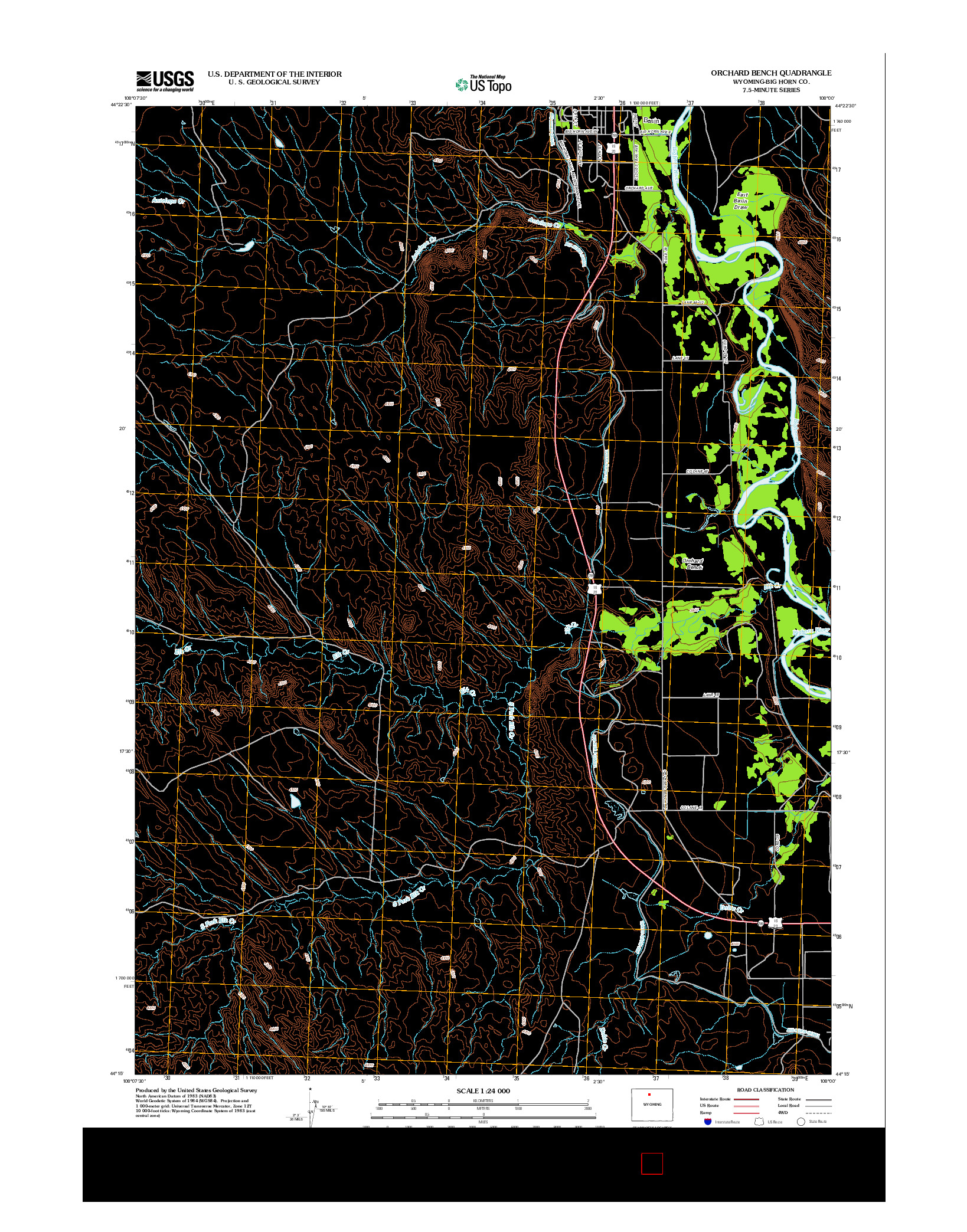 USGS US TOPO 7.5-MINUTE MAP FOR ORCHARD BENCH, WY 2012