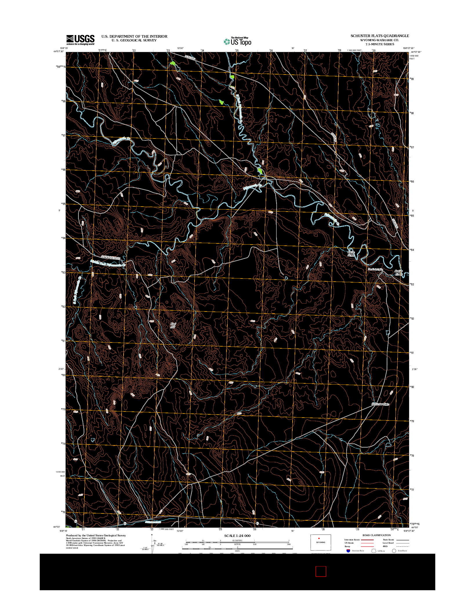 USGS US TOPO 7.5-MINUTE MAP FOR SCHUSTER FLATS, WY 2012