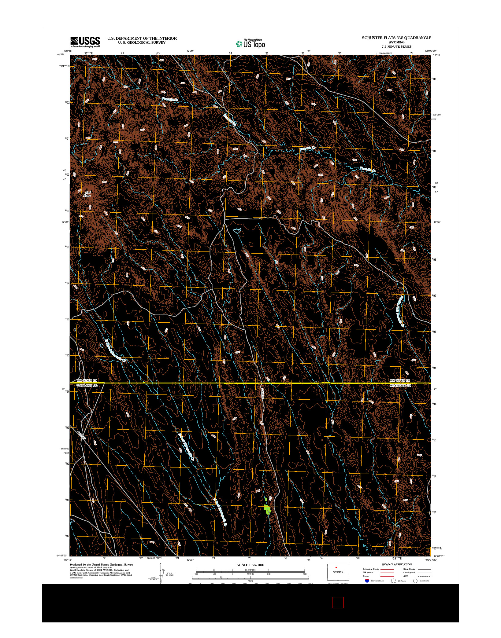 USGS US TOPO 7.5-MINUTE MAP FOR SCHUSTER FLATS NW, WY 2012