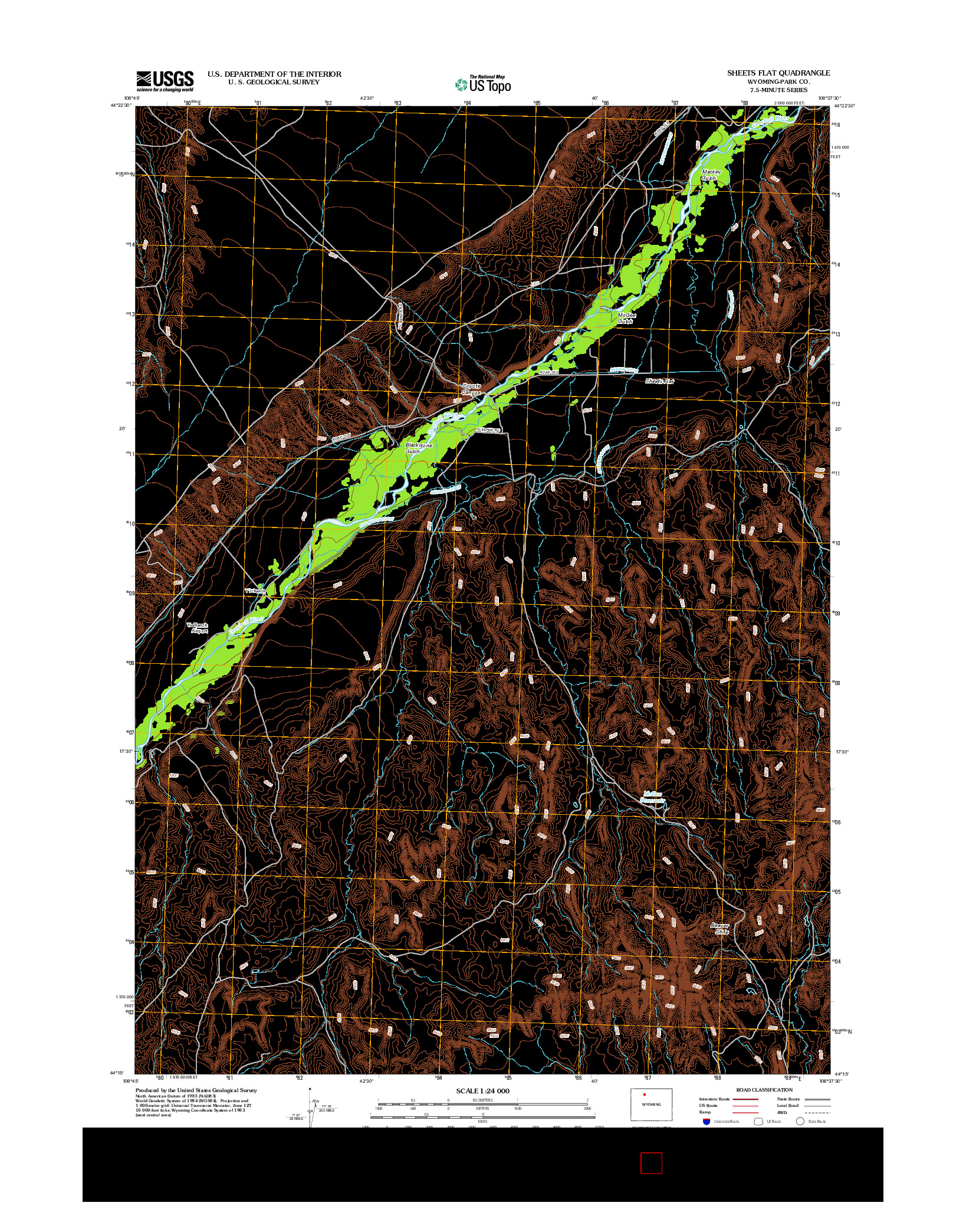 USGS US TOPO 7.5-MINUTE MAP FOR SHEETS FLAT, WY 2012