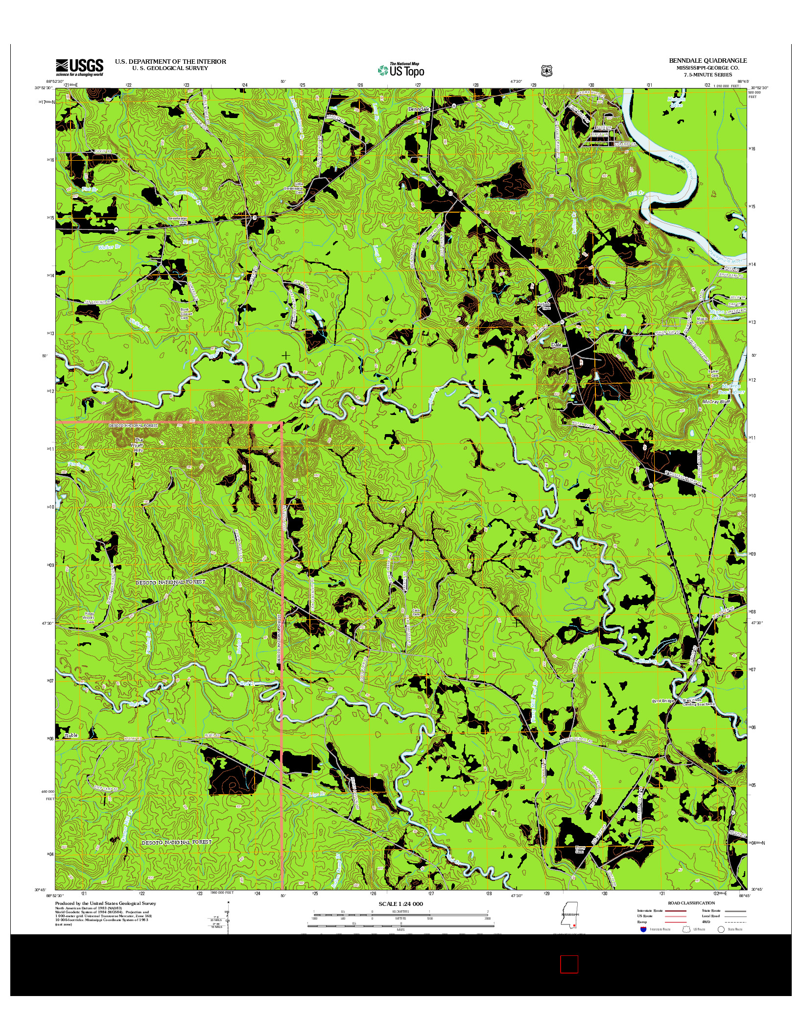 USGS US TOPO 7.5-MINUTE MAP FOR BENNDALE, MS 2012