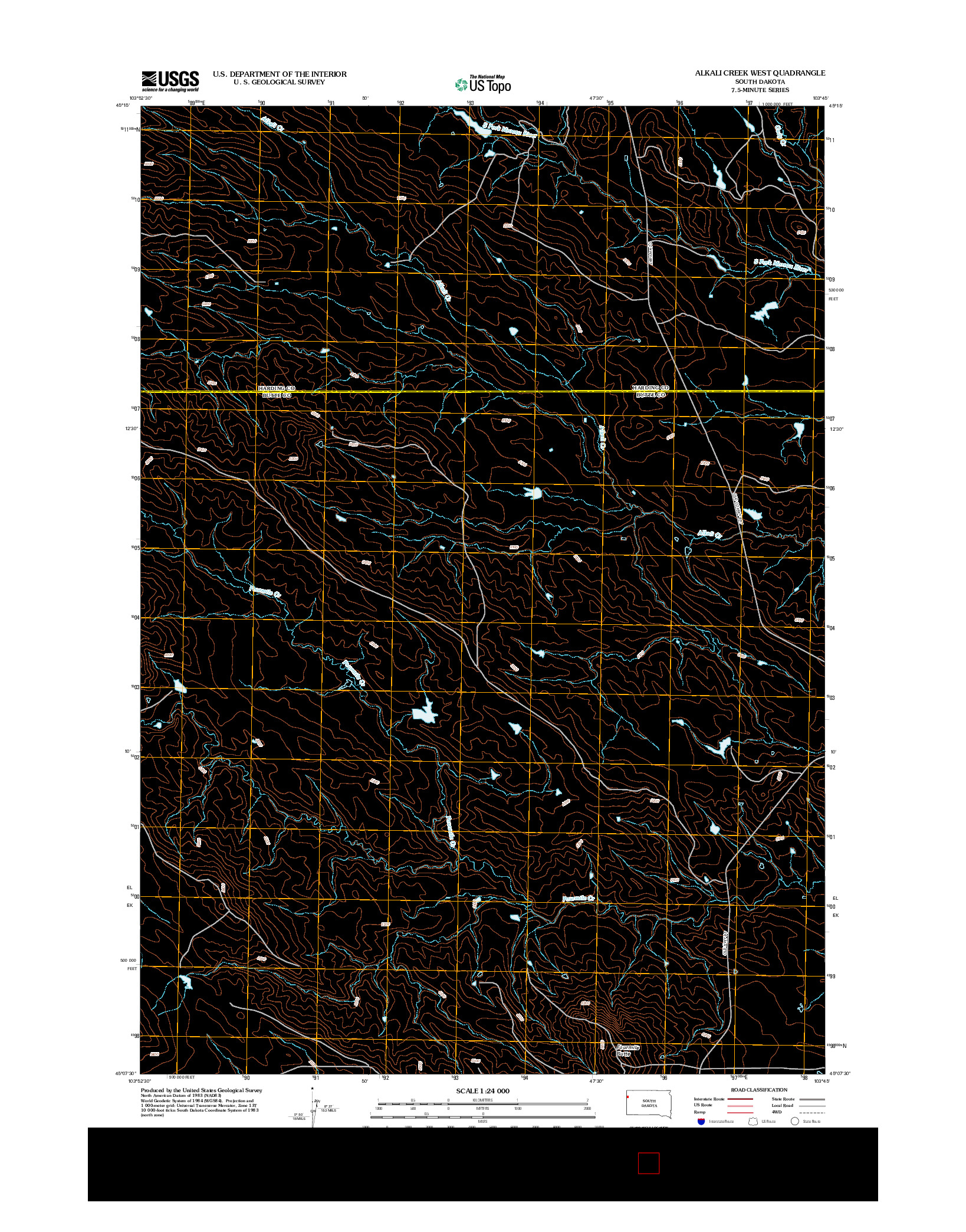 USGS US TOPO 7.5-MINUTE MAP FOR ALKALI CREEK WEST, SD 2012