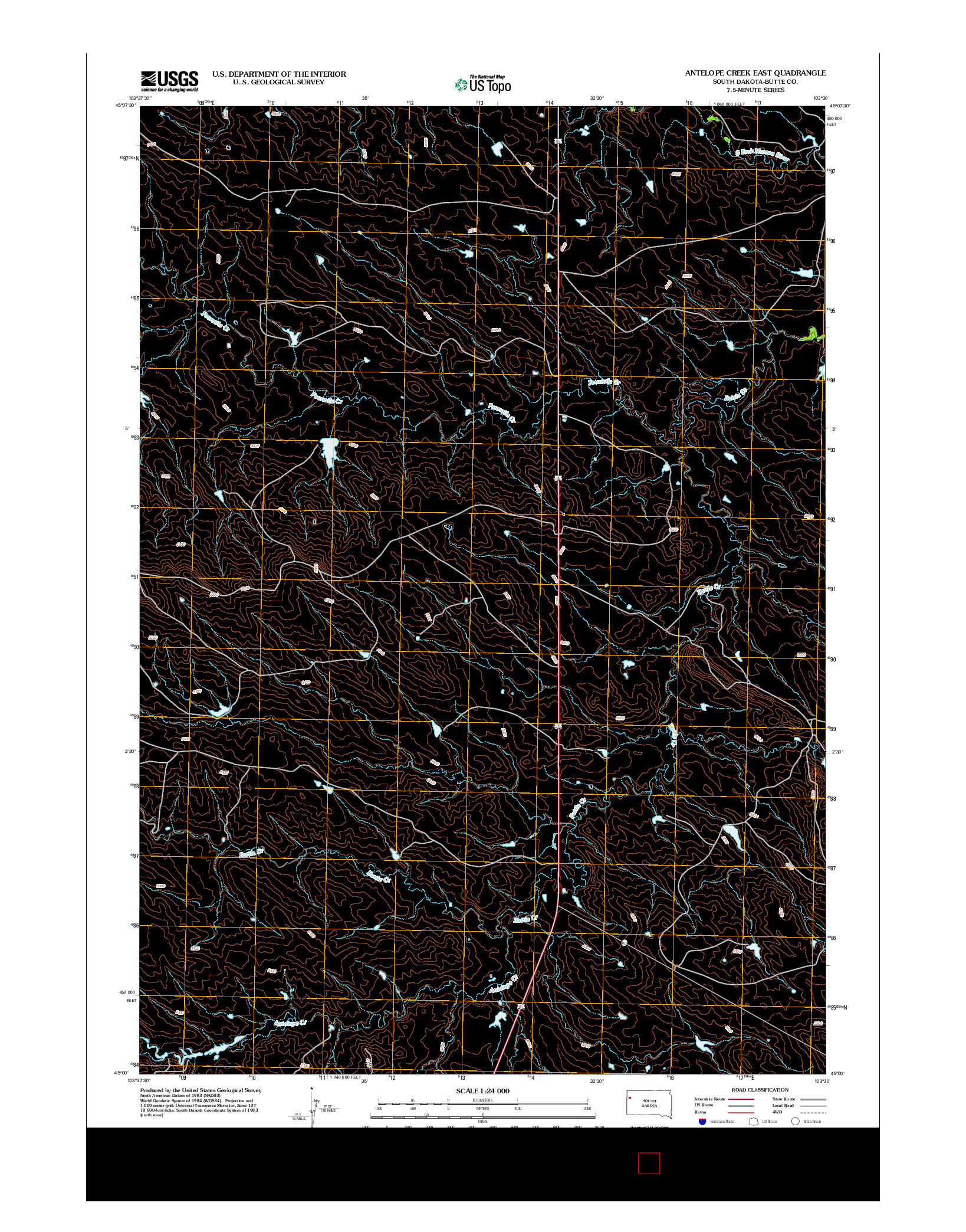 USGS US TOPO 7.5-MINUTE MAP FOR ANTELOPE CREEK EAST, SD 2012