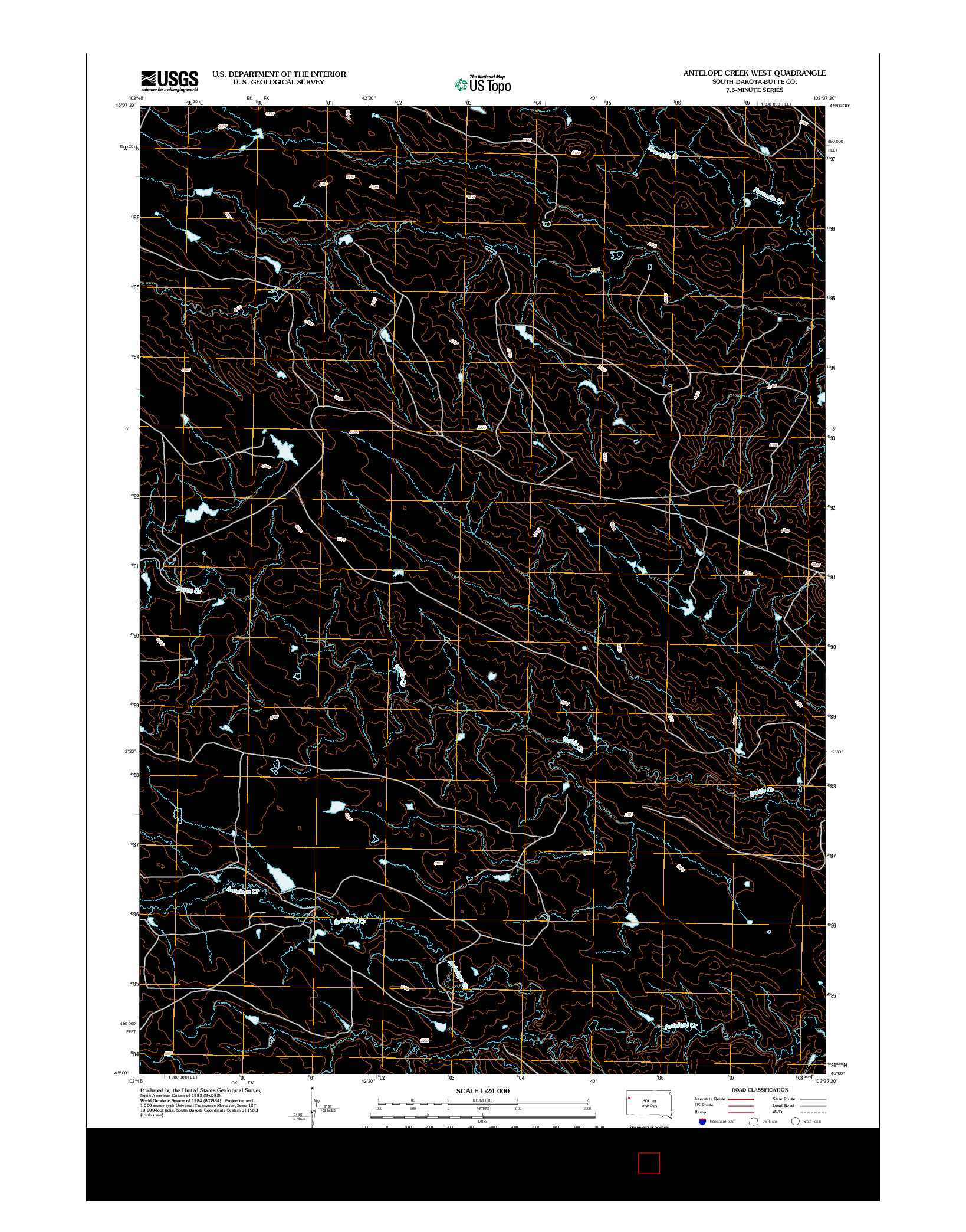 USGS US TOPO 7.5-MINUTE MAP FOR ANTELOPE CREEK WEST, SD 2012