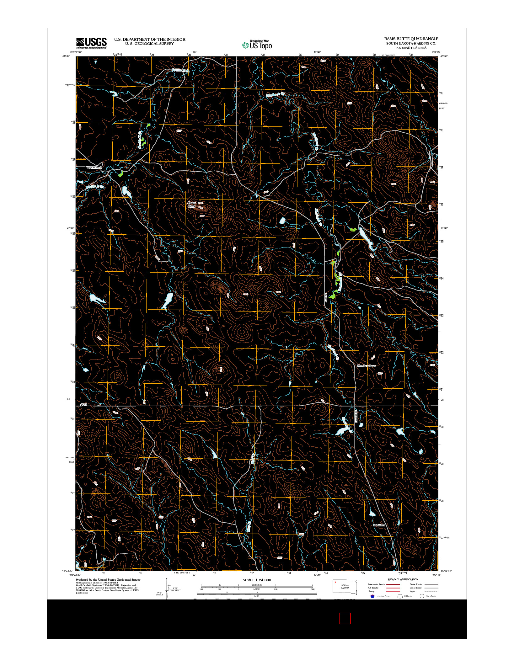 USGS US TOPO 7.5-MINUTE MAP FOR BAMS BUTTE, SD 2012