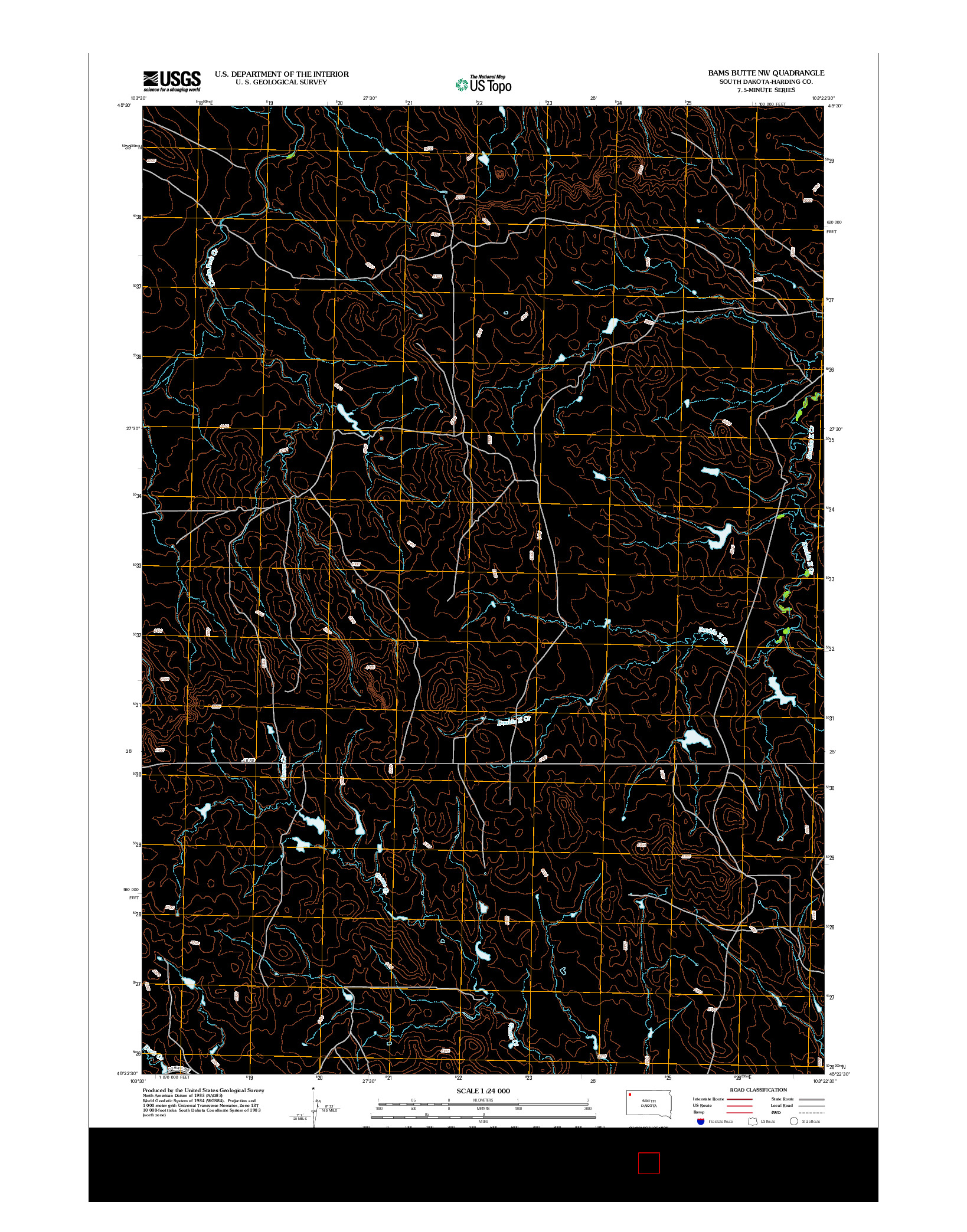 USGS US TOPO 7.5-MINUTE MAP FOR BAMS BUTTE NW, SD 2012