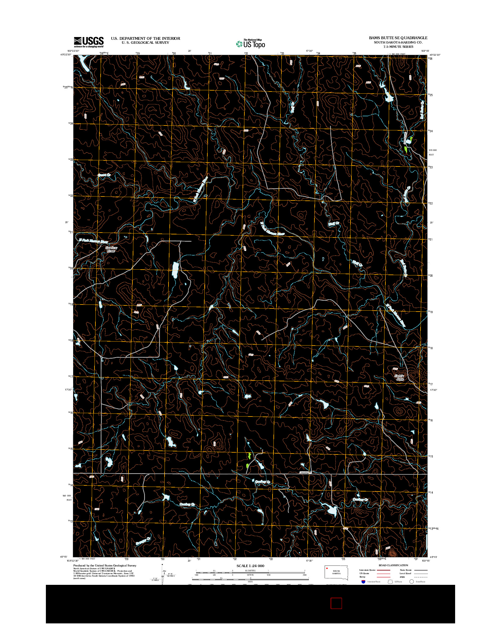 USGS US TOPO 7.5-MINUTE MAP FOR BAMS BUTTE SE, SD 2012