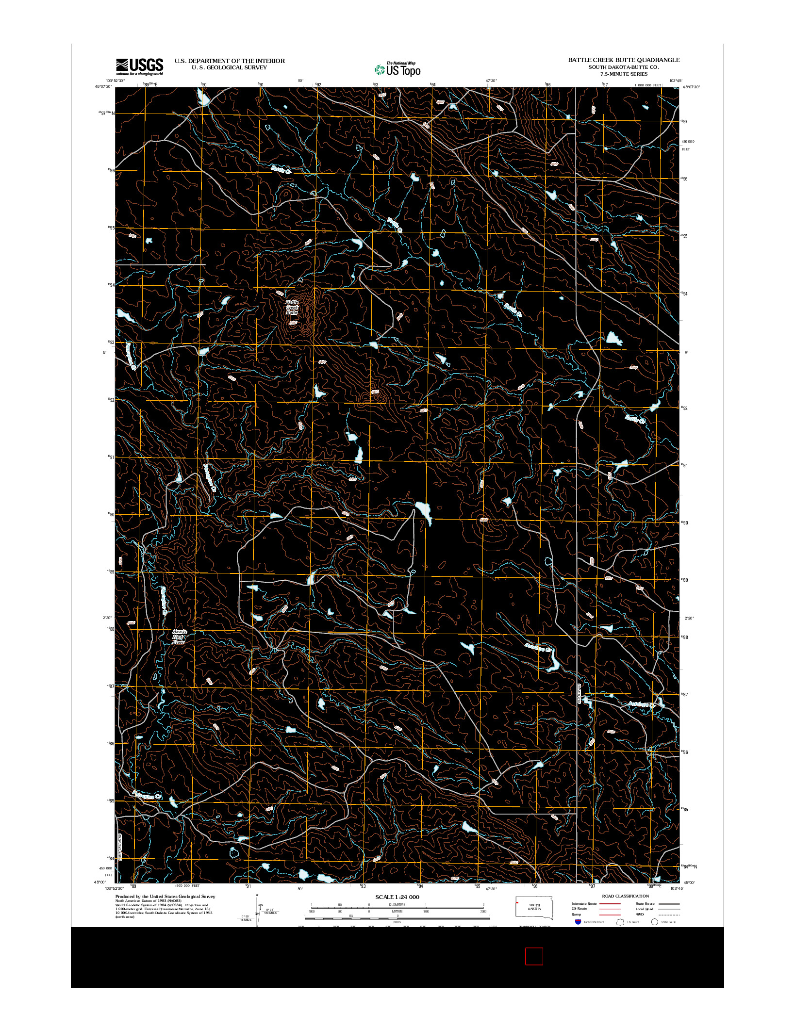 USGS US TOPO 7.5-MINUTE MAP FOR BATTLE CREEK BUTTE, SD 2012