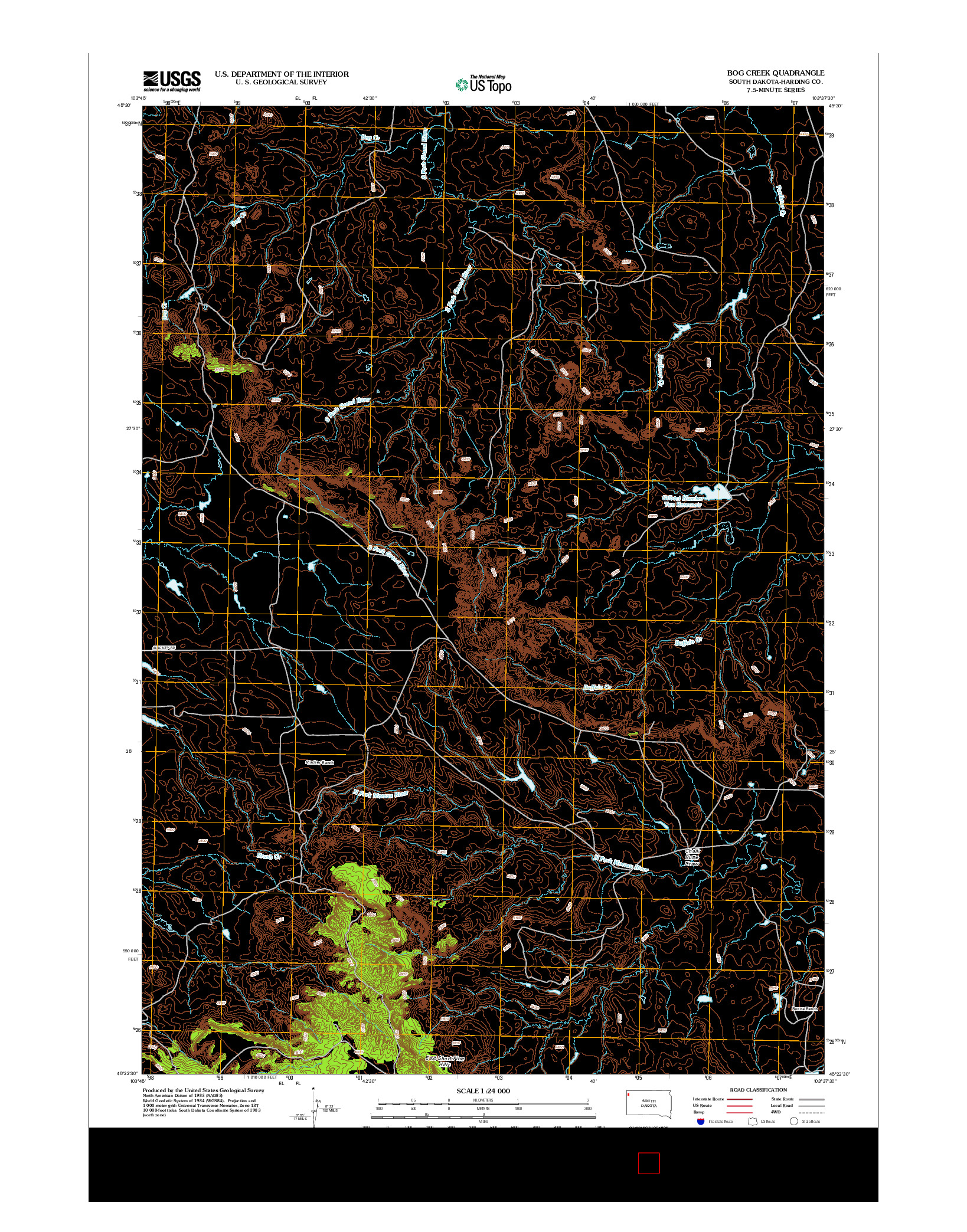 USGS US TOPO 7.5-MINUTE MAP FOR BOG CREEK, SD 2012