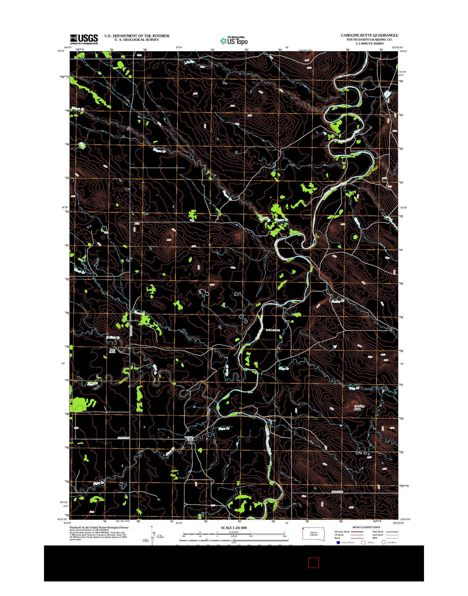 USGS US TOPO 7.5-MINUTE MAP FOR CAROLINE BUTTE, SD 2012