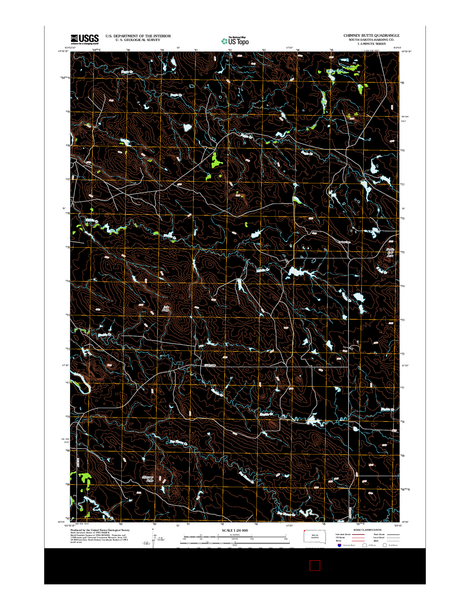 USGS US TOPO 7.5-MINUTE MAP FOR CHIMNEY BUTTE, SD 2012