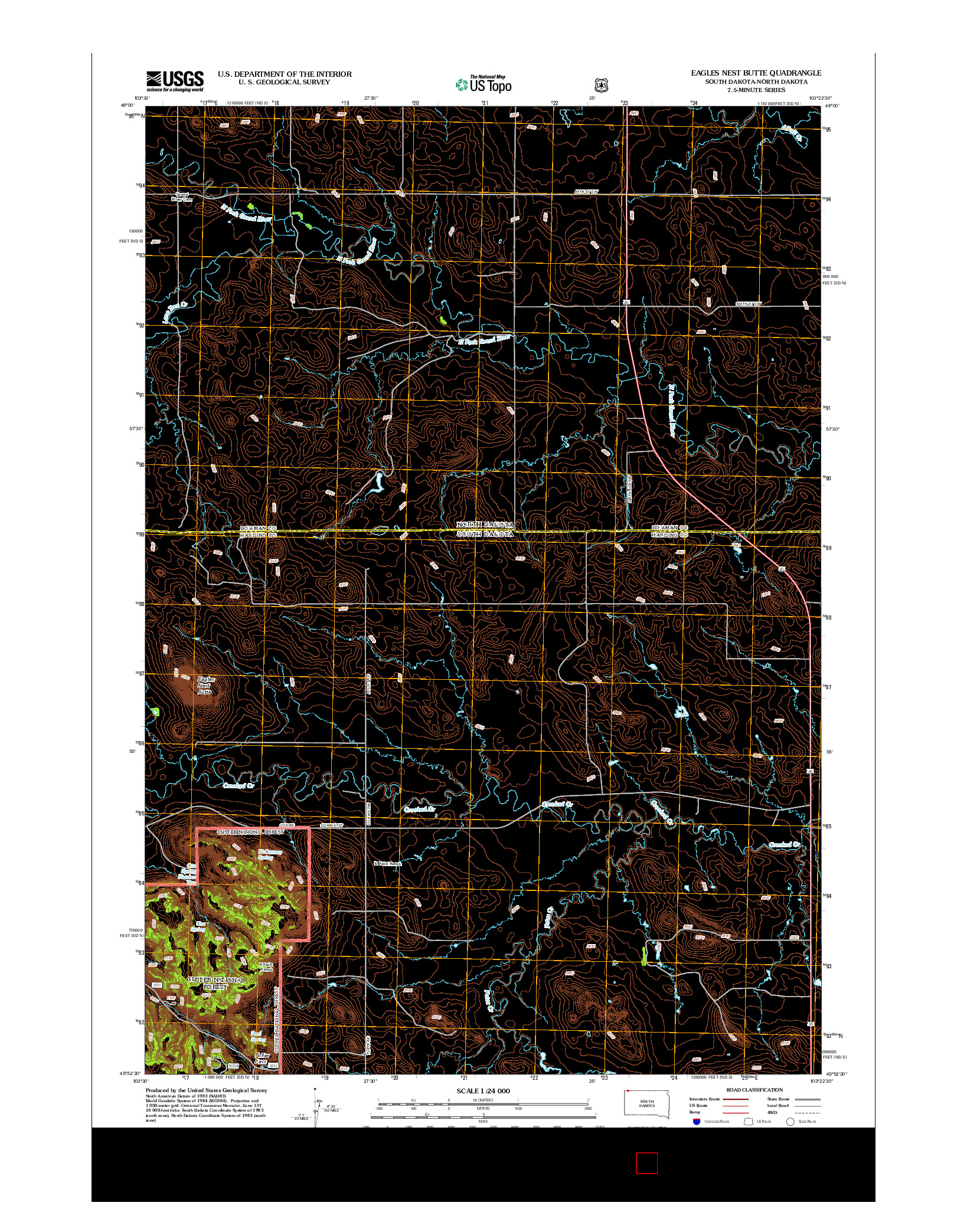 USGS US TOPO 7.5-MINUTE MAP FOR EAGLES NEST BUTTE, SD-ND 2012