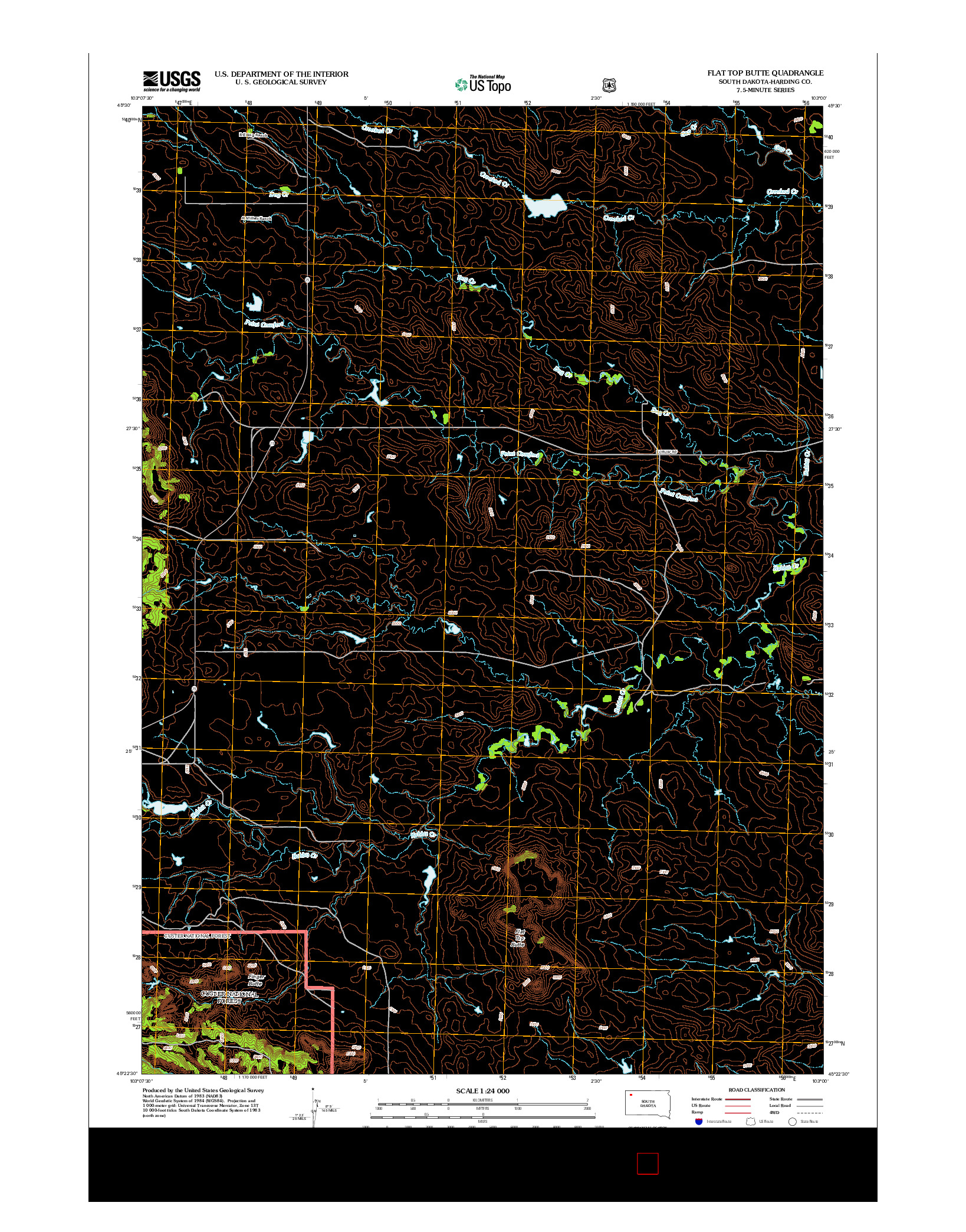 USGS US TOPO 7.5-MINUTE MAP FOR FLAT TOP BUTTE, SD 2012