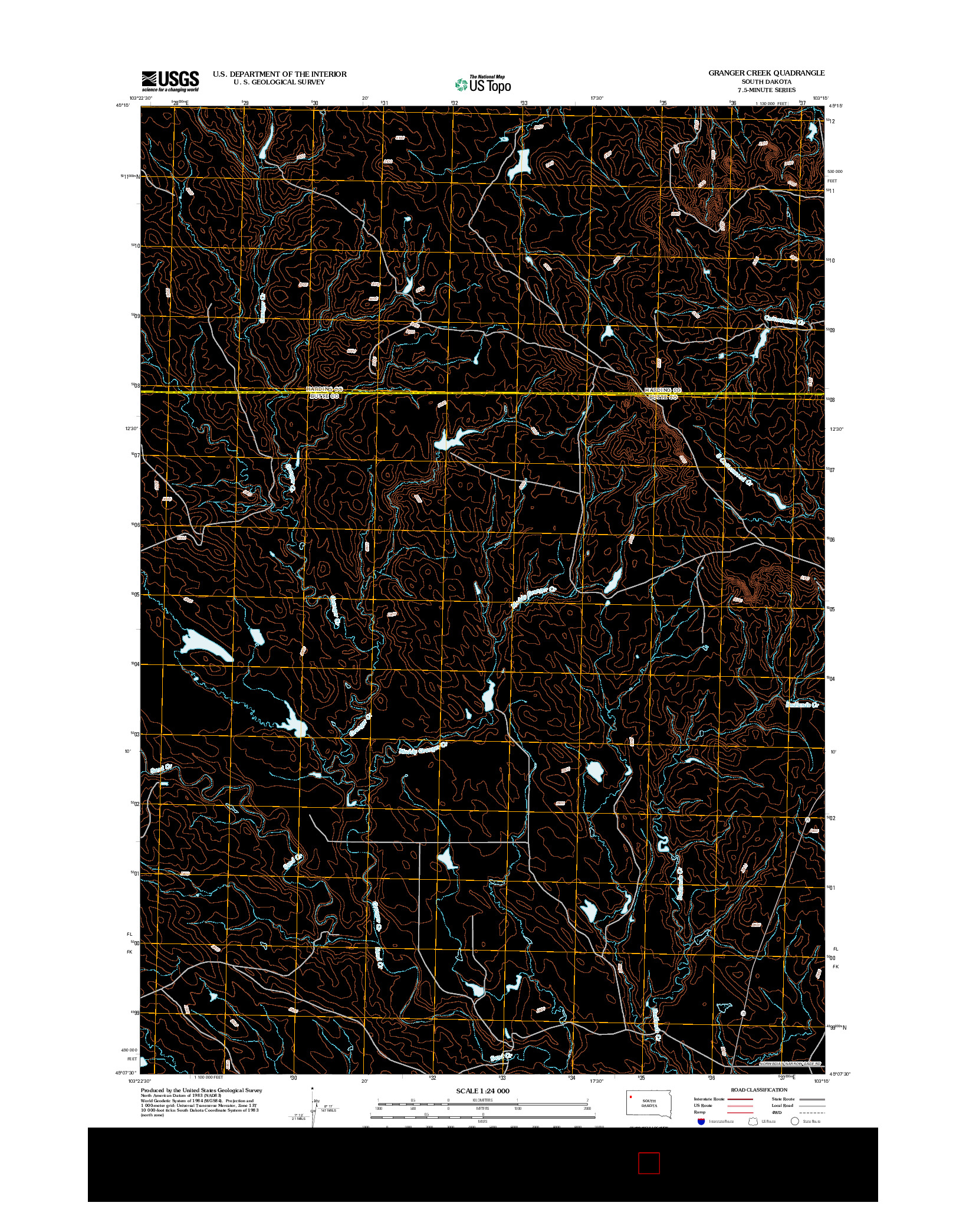 USGS US TOPO 7.5-MINUTE MAP FOR GRANGER CREEK, SD 2012