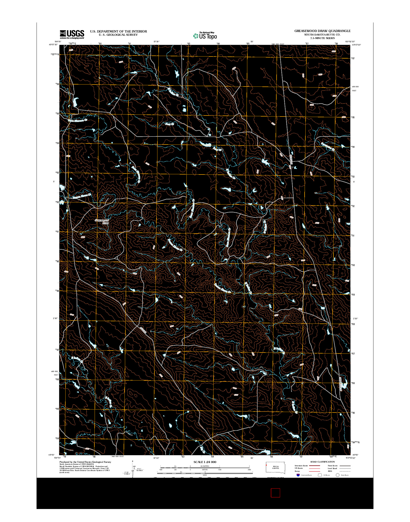 USGS US TOPO 7.5-MINUTE MAP FOR GREASEWOOD DRAW, SD 2012